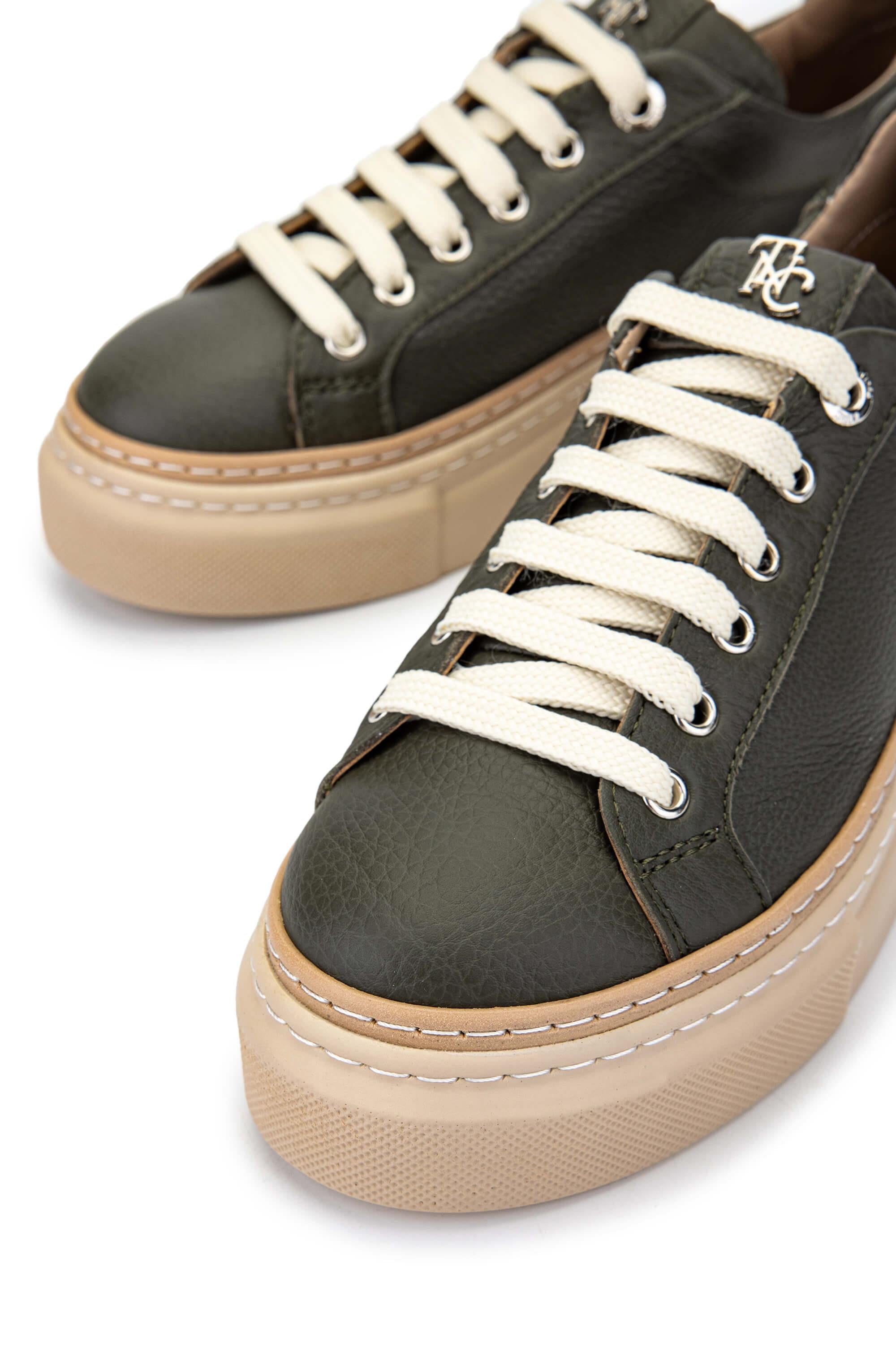 Tamer Tanca Siyah Floter Tamer Tanca Hakiki Kadın Deri Sneakers Spor Ayakkabı