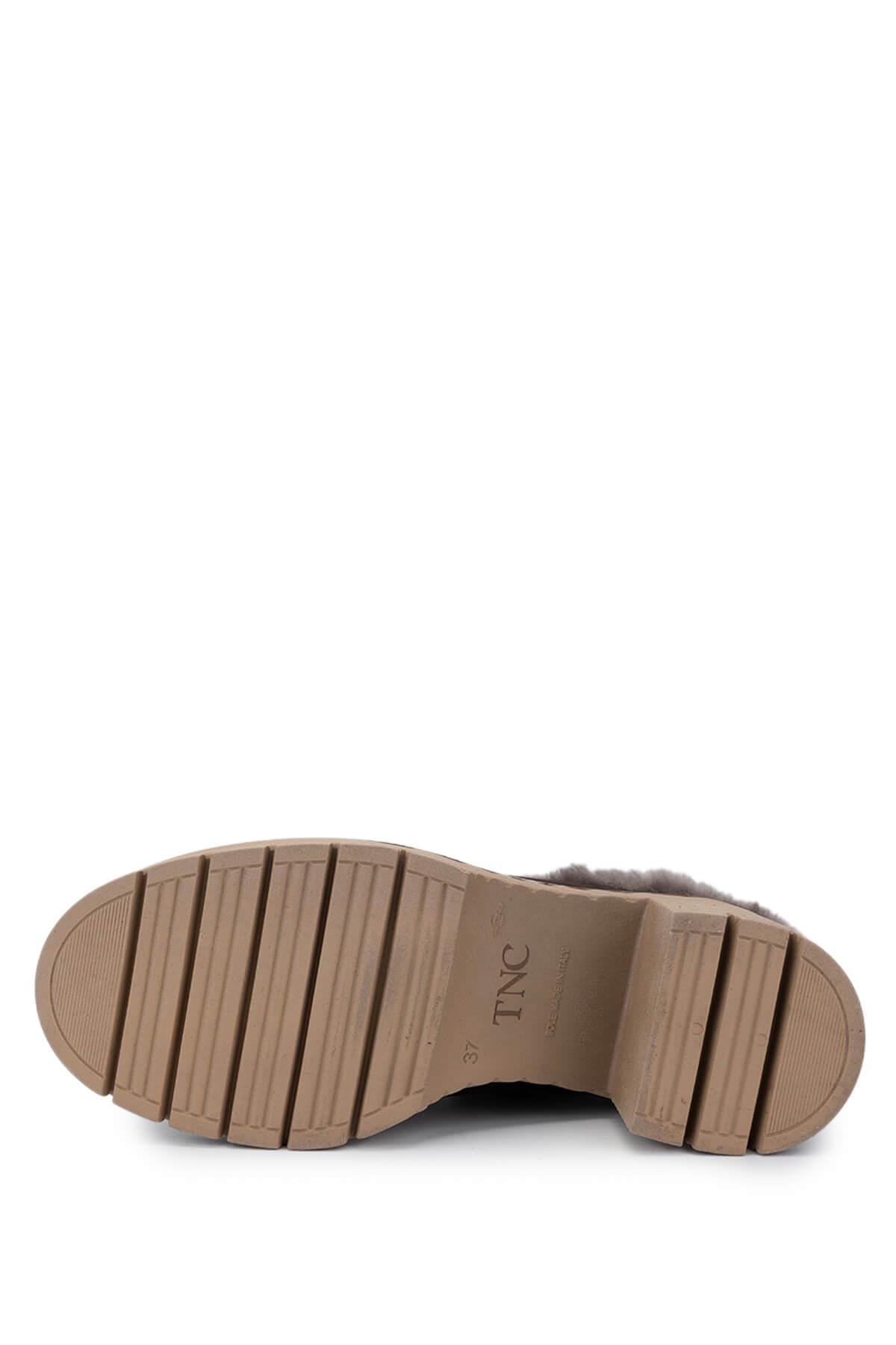 Tamer Tanca Siyah Nubuk Tamer Tanca Hakiki Deri Kadın Topuklu Terlik