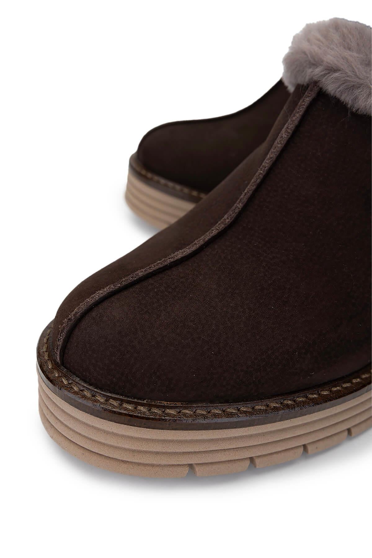 Tamer Tanca Siyah Nubuk Tamer Tanca Hakiki Deri Kadın Topuklu Terlik