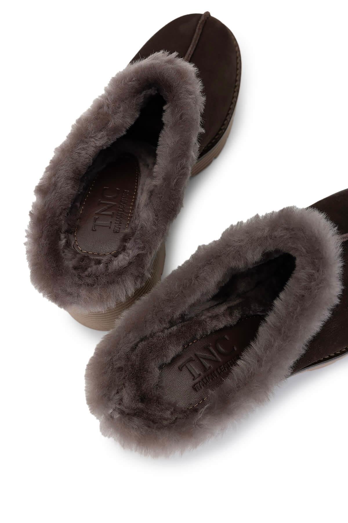 Tamer Tanca Siyah Nubuk Tamer Tanca Hakiki Deri Kadın Topuklu Terlik