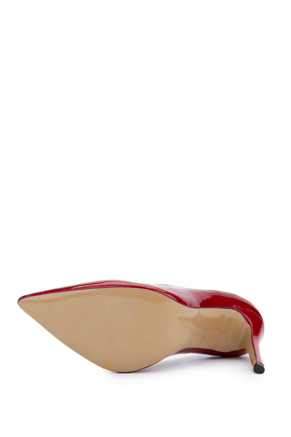 Tamer Tanca Siyah Rugan Tamer Tanca Hakiki Deri Kadın Topuklu Ayakkabı