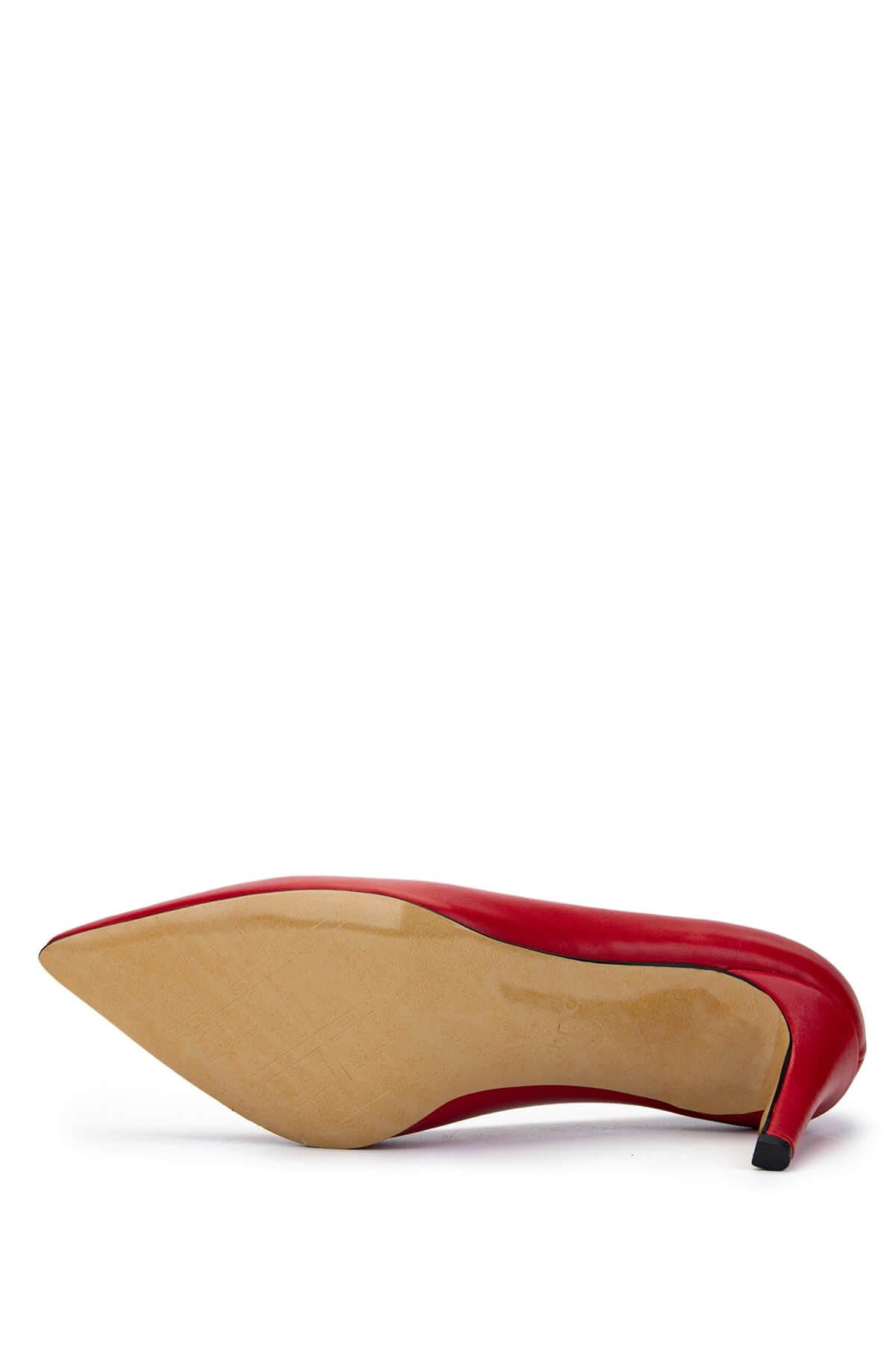 Tamer Tanca Kırmızı Tamer Tanca Hakiki Kadın Deri Topuklu Ayakkabı