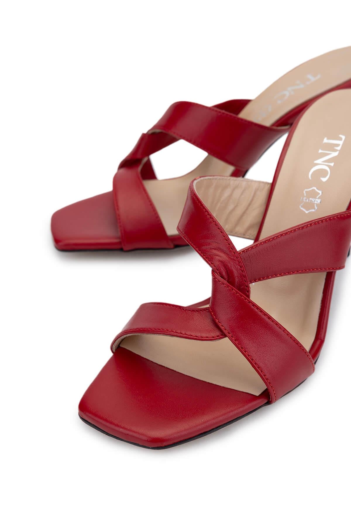 Tamer Tanca Pudra Tamer Tanca Hakiki Kadın Deri Topuklu Terlik