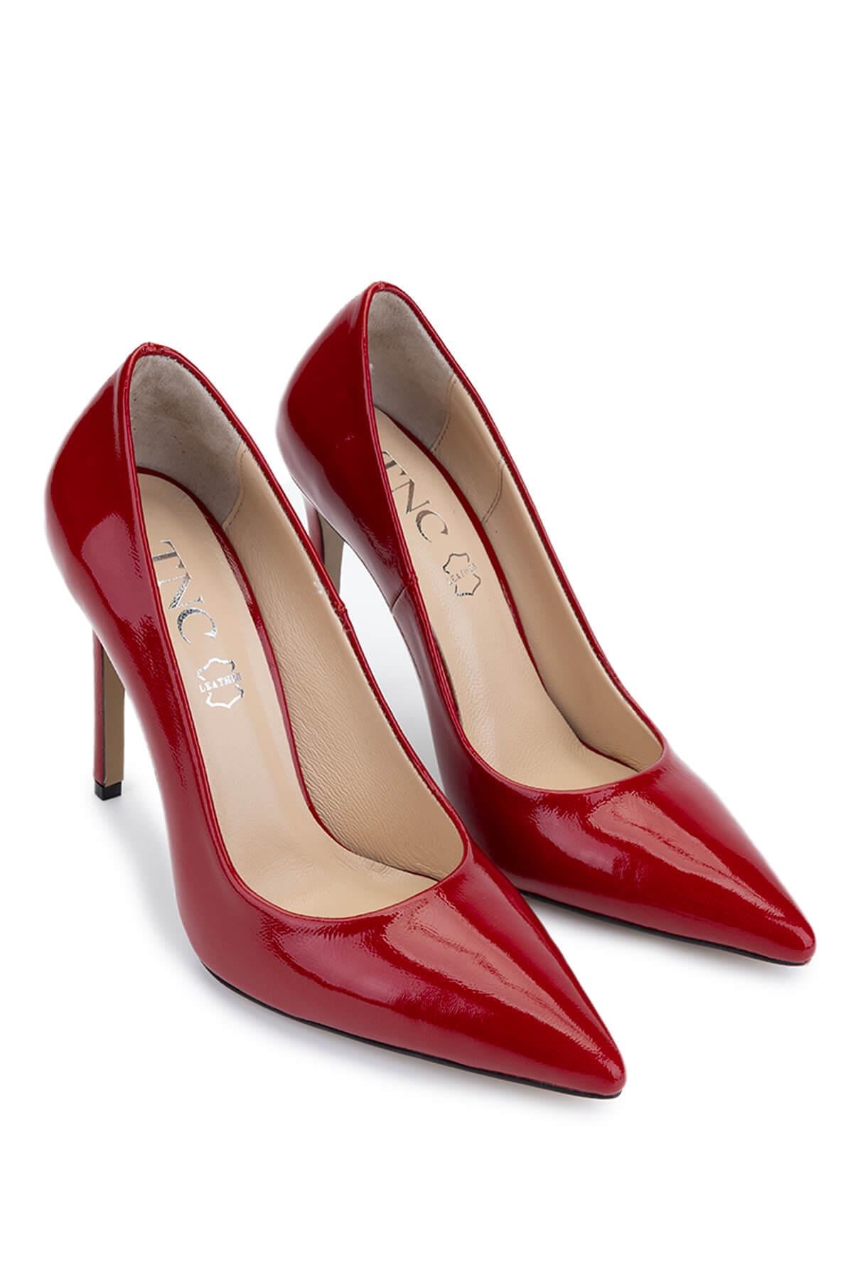 Tamer Tanca Siyah Rugan Tamer Tanca Hakiki Deri Kadın Topuklu Ayakkabı