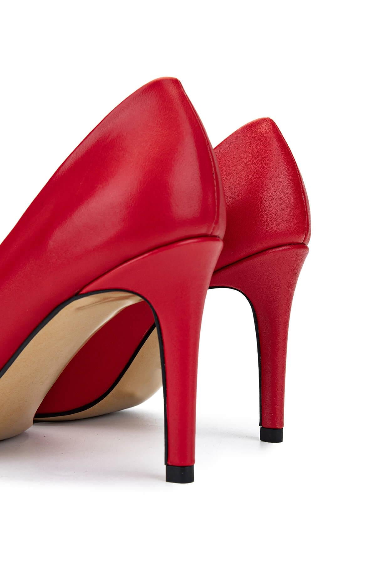 Tamer Tanca Kırmızı Tamer Tanca Hakiki Kadın Deri Topuklu Ayakkabı