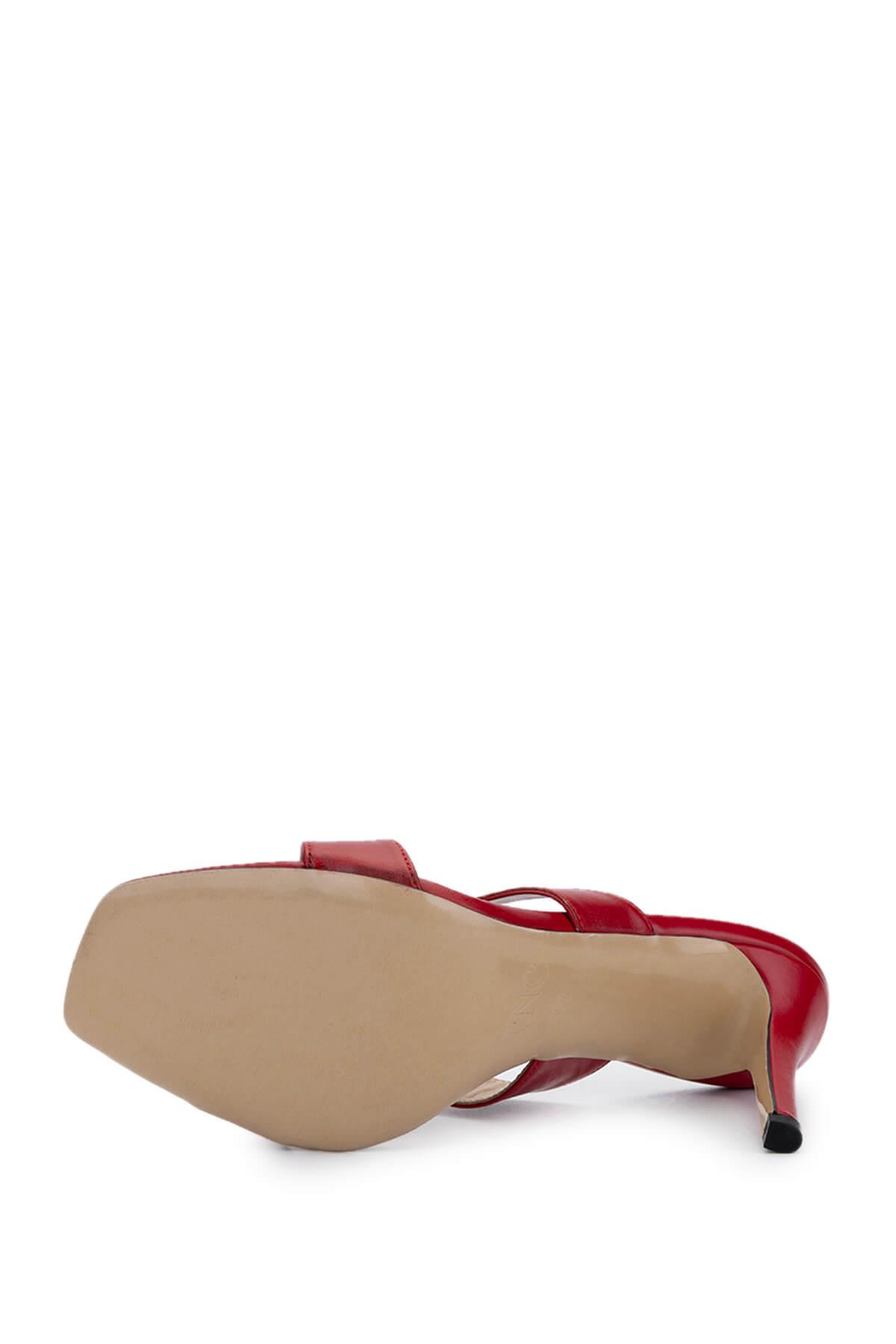 Tamer Tanca Pudra Tamer Tanca Hakiki Kadın Deri Topuklu Terlik