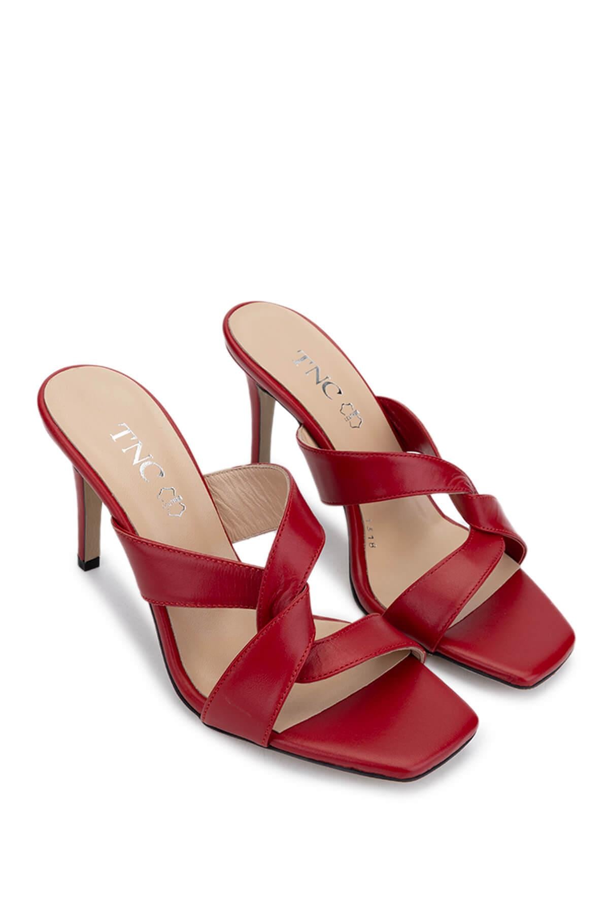 Tamer Tanca Pudra Tamer Tanca Hakiki Kadın Deri Topuklu Terlik