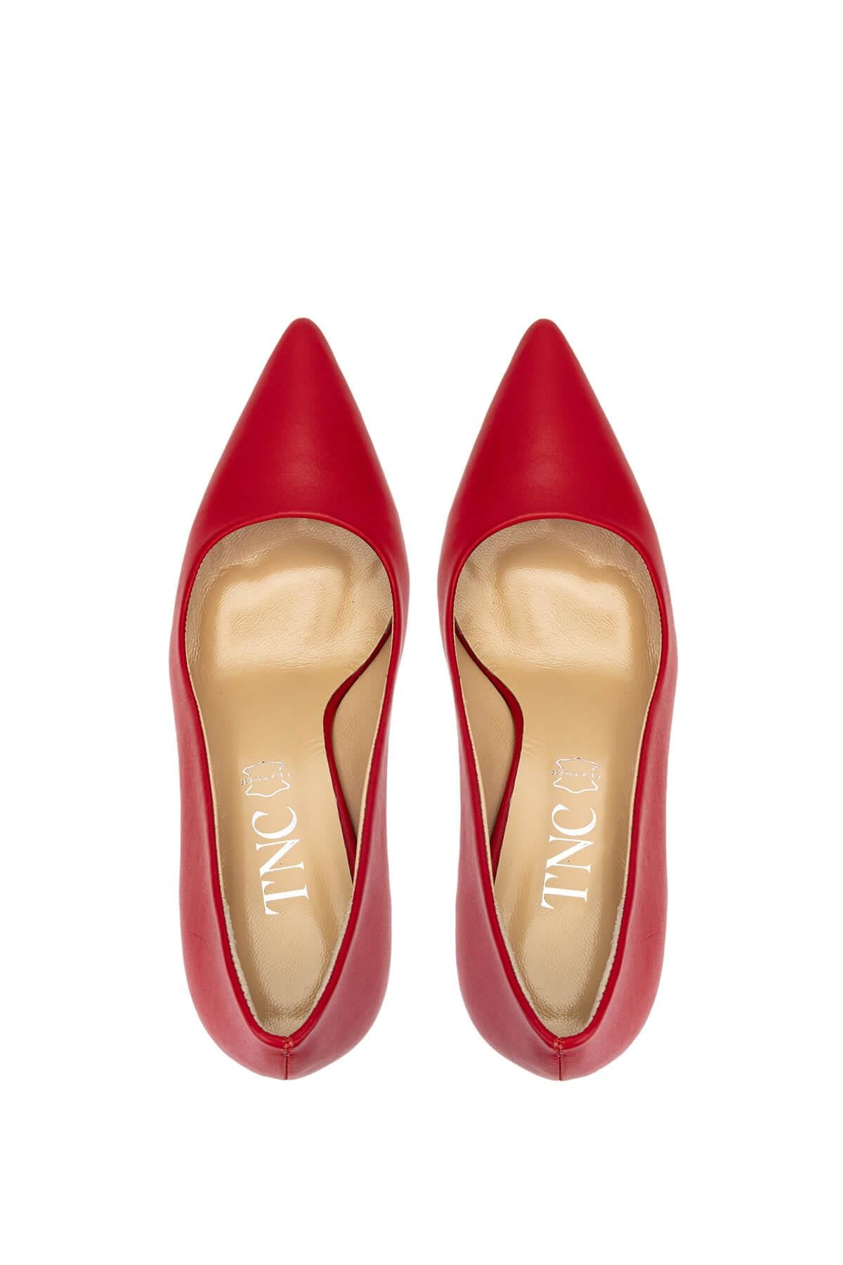 Tamer Tanca Kırmızı Tamer Tanca Hakiki Kadın Deri Topuklu Ayakkabı