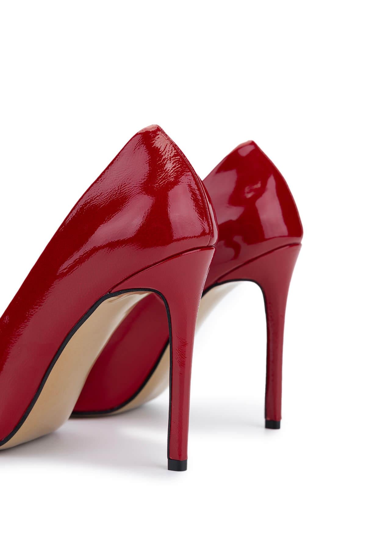 Tamer Tanca Siyah Rugan Tamer Tanca Hakiki Deri Kadın Topuklu Ayakkabı