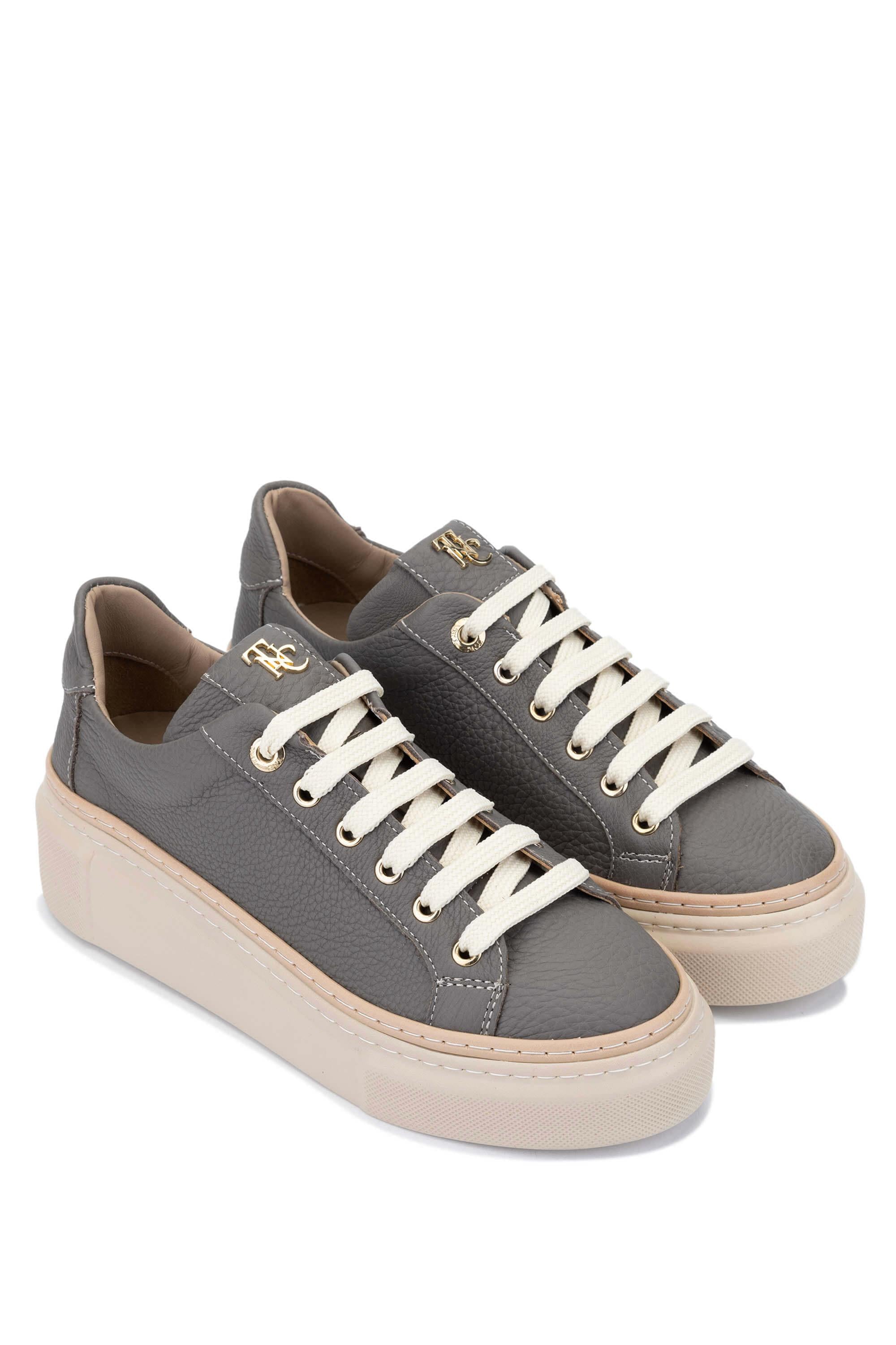 Tamer Tanca Siyah Floter Tamer Tanca Hakiki Kadın Deri Sneakers Spor Ayakkabı