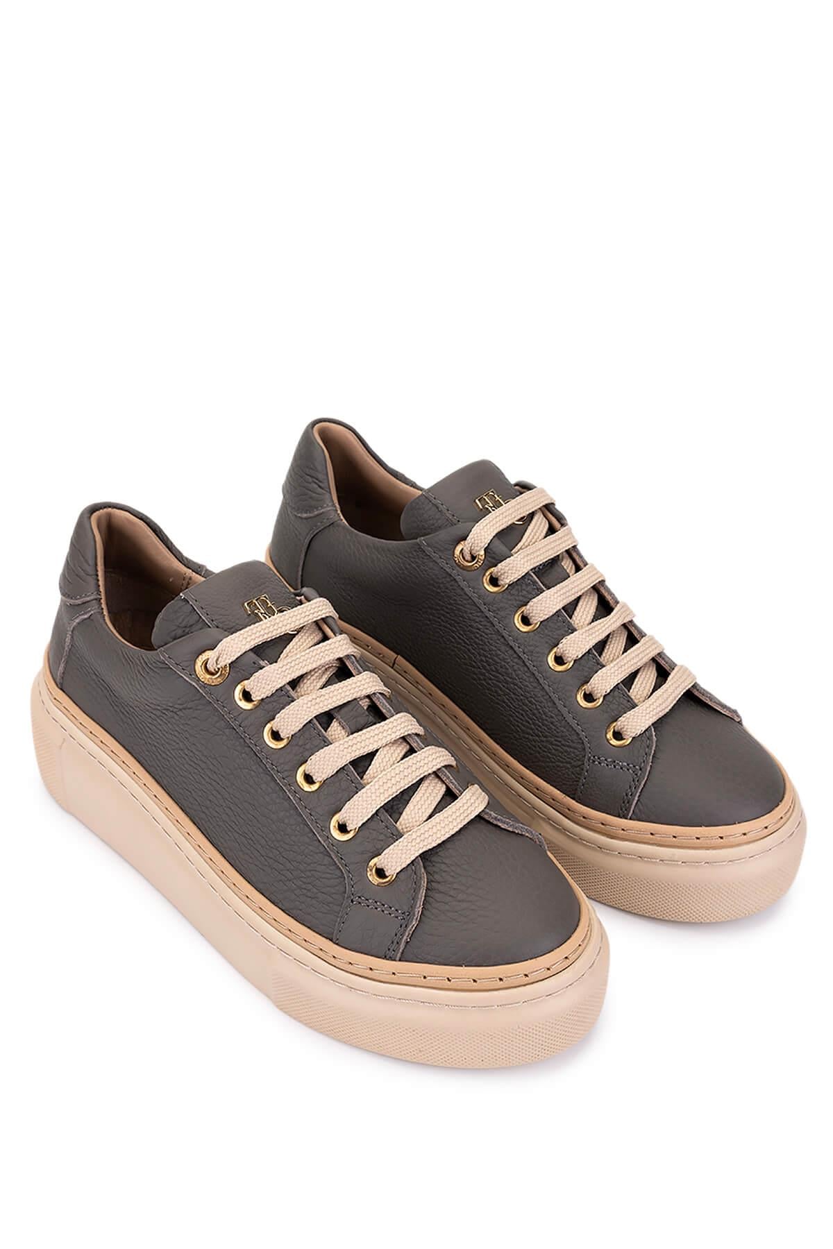 Tamer Tanca Siyah Floter Tamer Tanca Hakiki Kadın Deri Sneakers Spor Ayakkabı