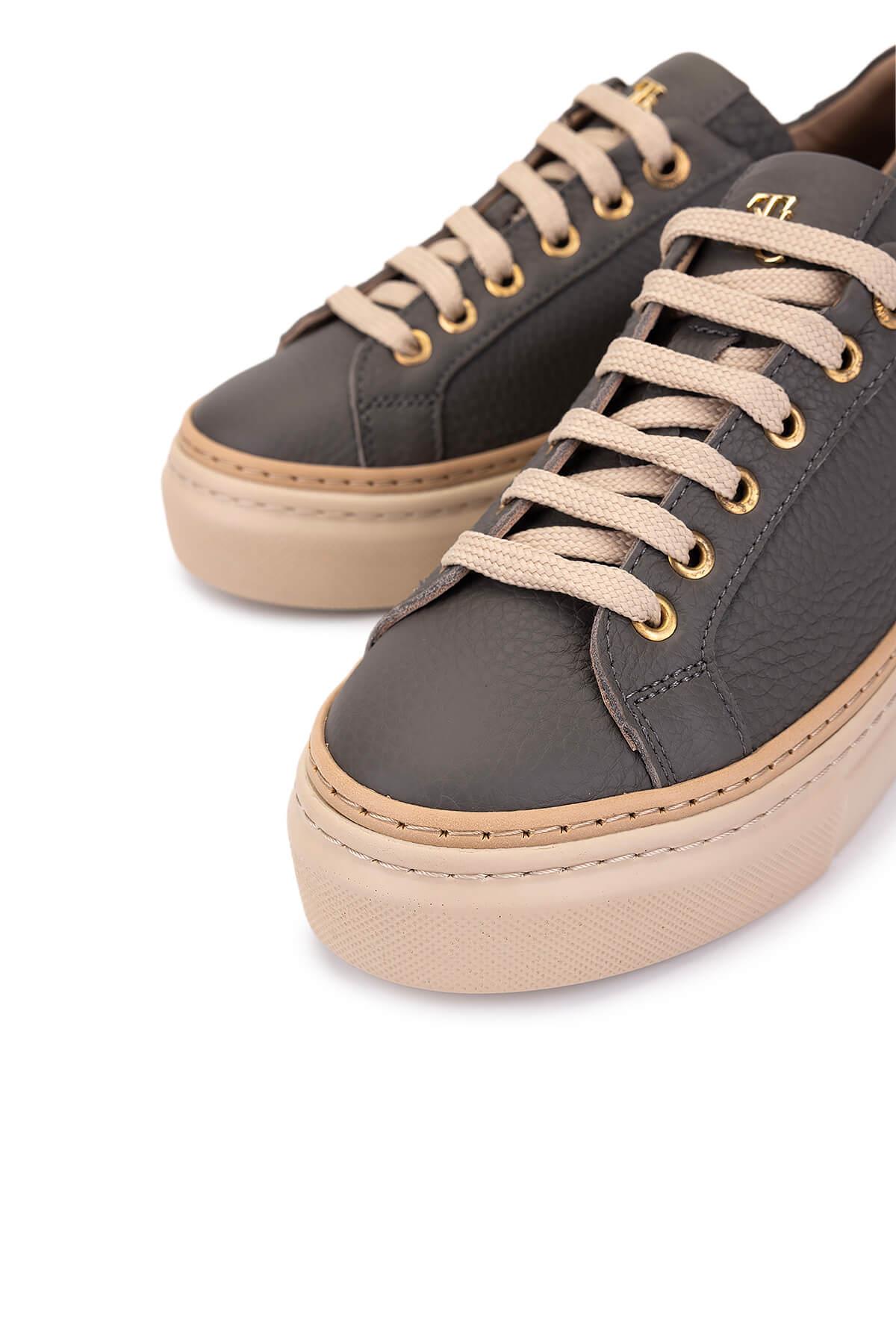 Tamer Tanca Siyah Floter Tamer Tanca Hakiki Kadın Deri Sneakers Spor Ayakkabı