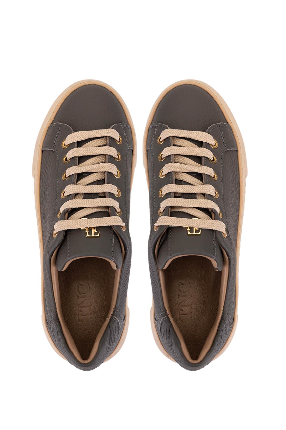 Tamer Tanca Siyah Floter Tamer Tanca Hakiki Kadın Deri Sneakers Spor Ayakkabı