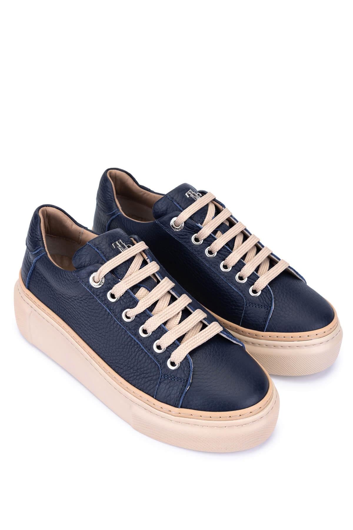 Tamer Tanca Siyah Floter Tamer Tanca Hakiki Kadın Deri Sneakers Spor Ayakkabı