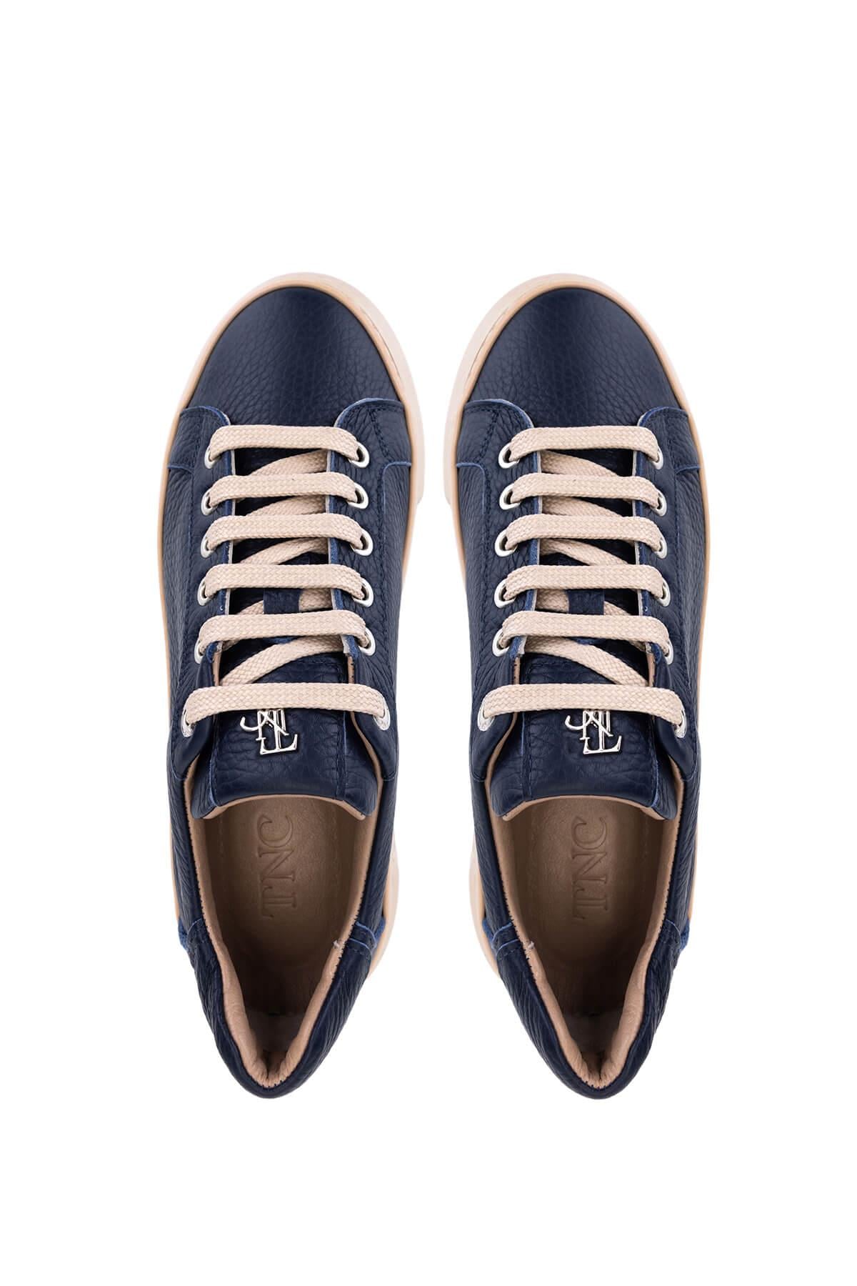 Tamer Tanca Siyah Floter Tamer Tanca Hakiki Kadın Deri Sneakers Spor Ayakkabı