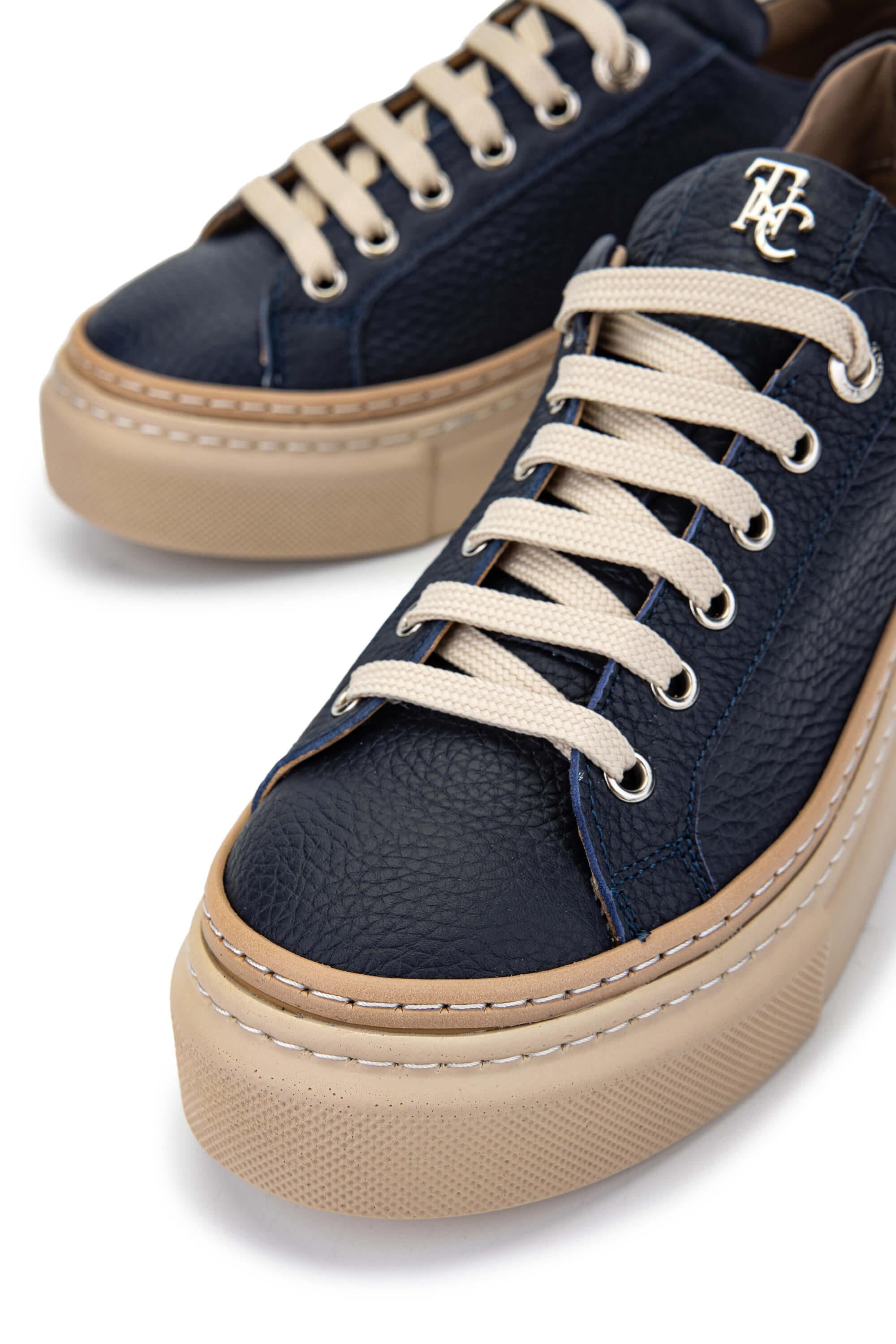 Tamer Tanca Siyah Floter Tamer Tanca Hakiki Kadın Deri Sneakers Spor Ayakkabı