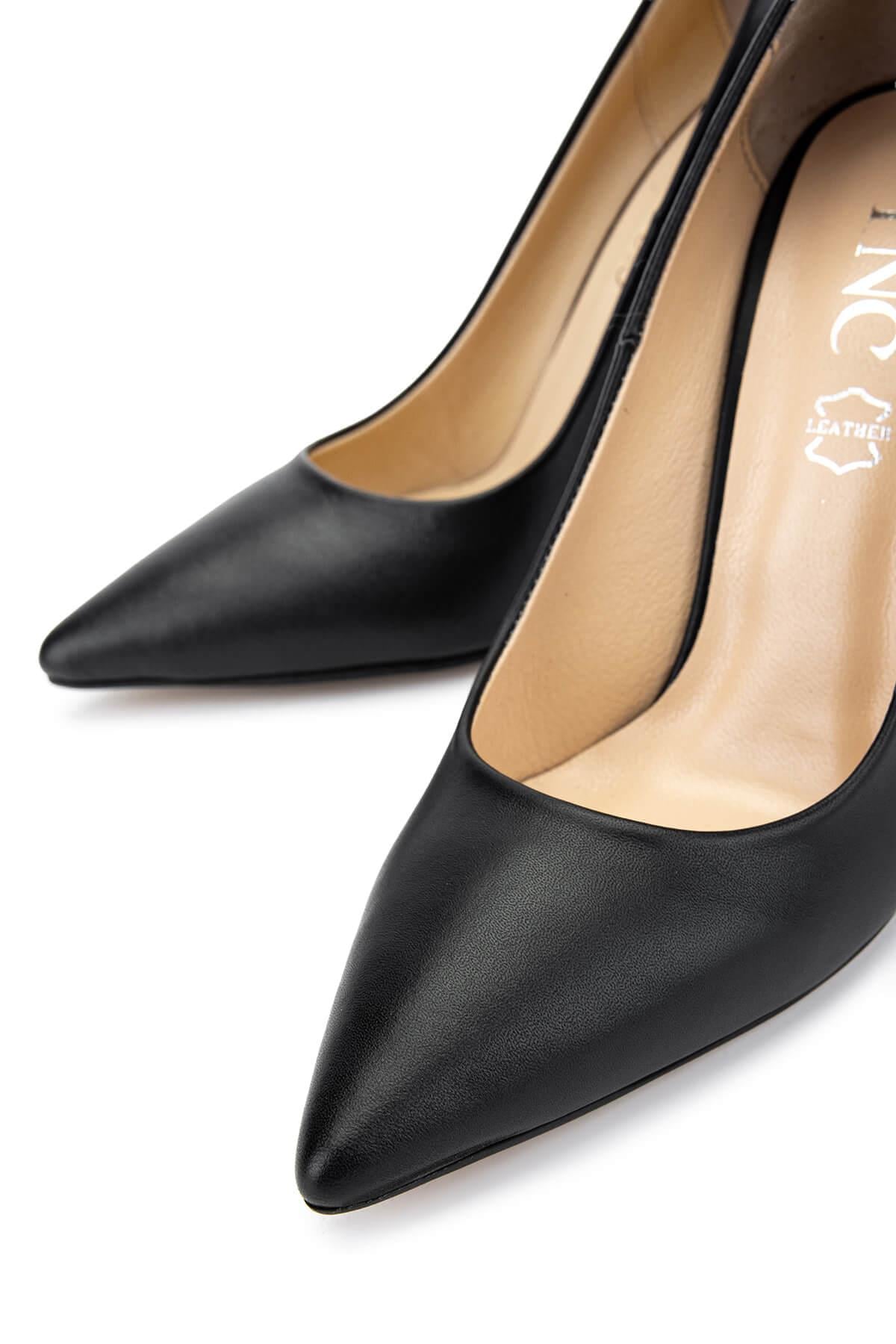 Tamer Tanca Siyah Rugan Tamer Tanca Hakiki Deri Kadın Topuklu Ayakkabı