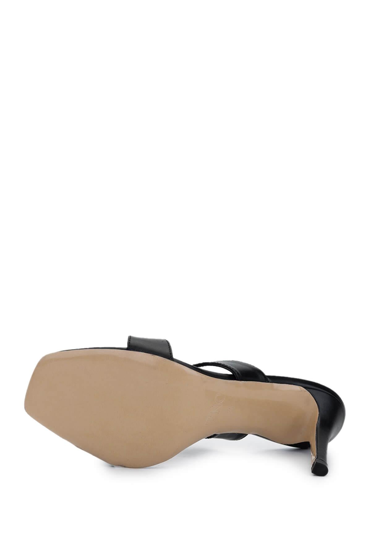 Tamer Tanca Pudra Tamer Tanca Hakiki Kadın Deri Topuklu Terlik