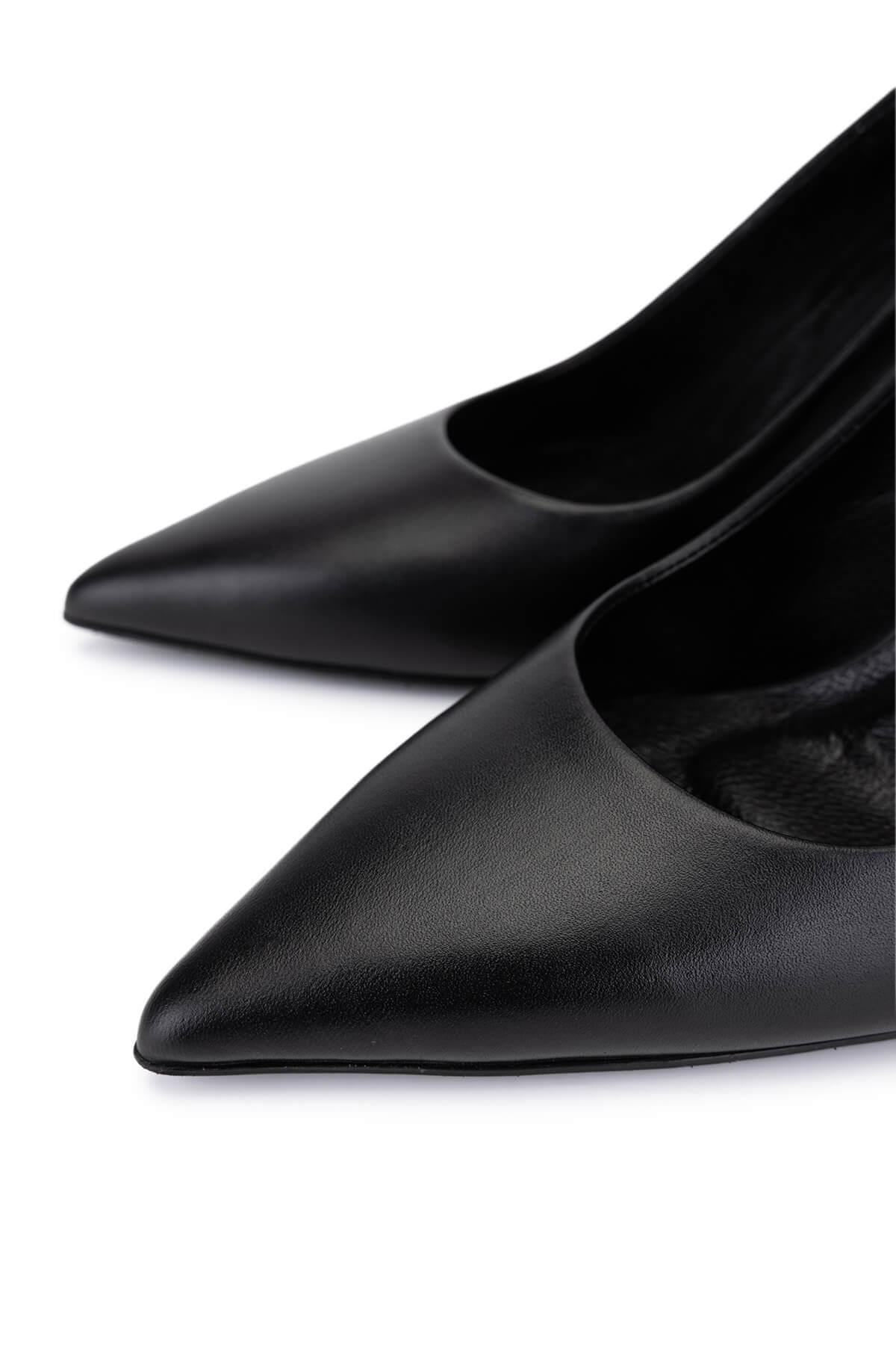 Tamer Tanca Siyah Kırışık Rugan Tamer Tanca Hakiki Deri Kadın Topuklu Ayakkabı