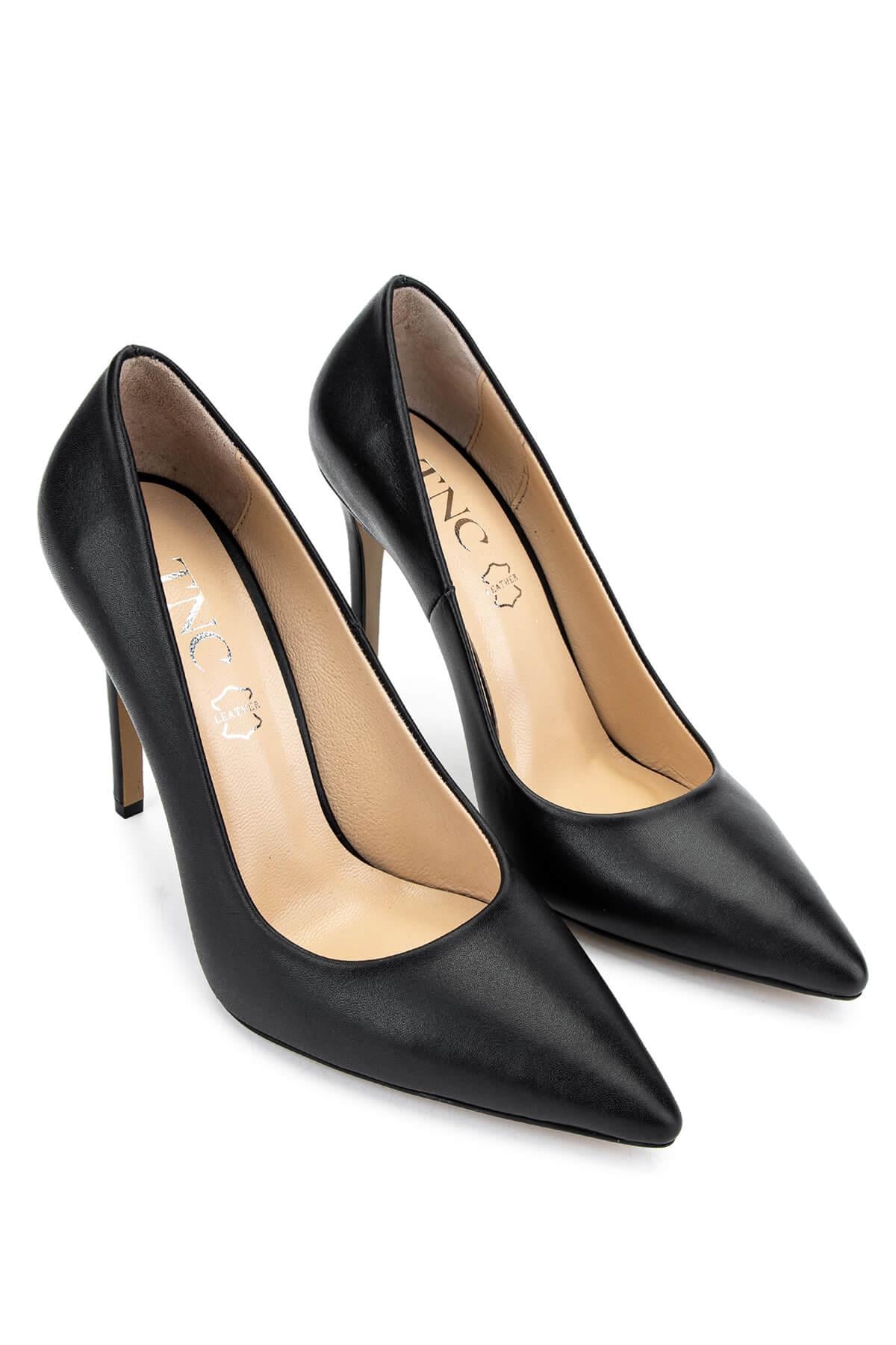 Tamer Tanca Siyah Rugan Tamer Tanca Hakiki Deri Kadın Topuklu Ayakkabı