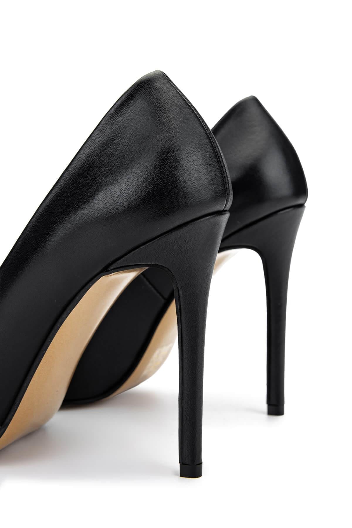 Tamer Tanca Siyah Rugan Tamer Tanca Hakiki Deri Kadın Topuklu Ayakkabı