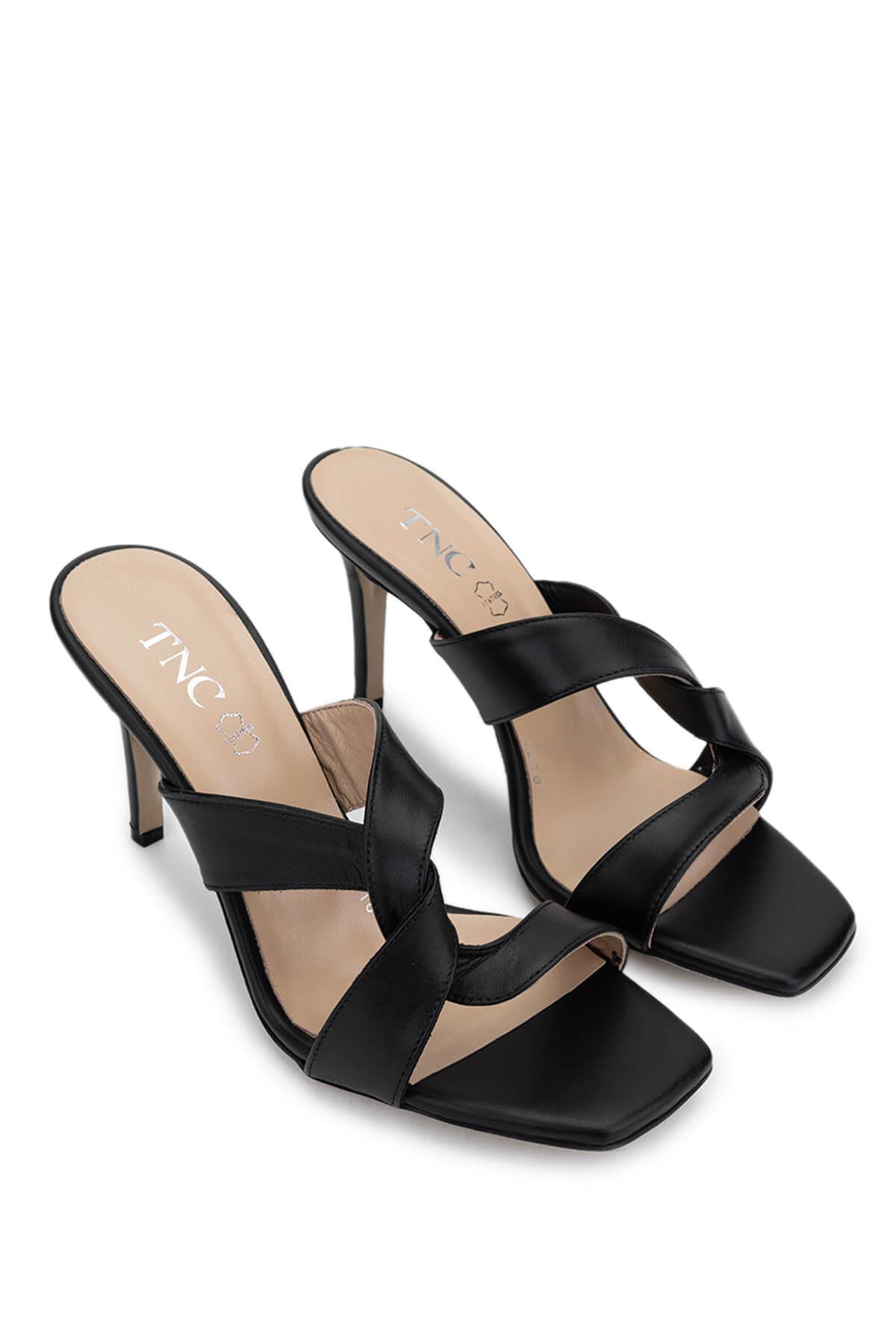 Tamer Tanca Pudra Tamer Tanca Hakiki Kadın Deri Topuklu Terlik