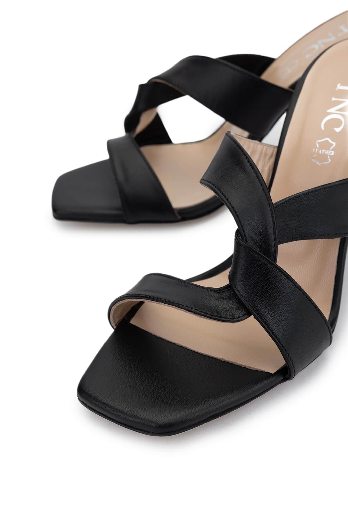 Tamer Tanca Pudra Tamer Tanca Hakiki Kadın Deri Topuklu Terlik