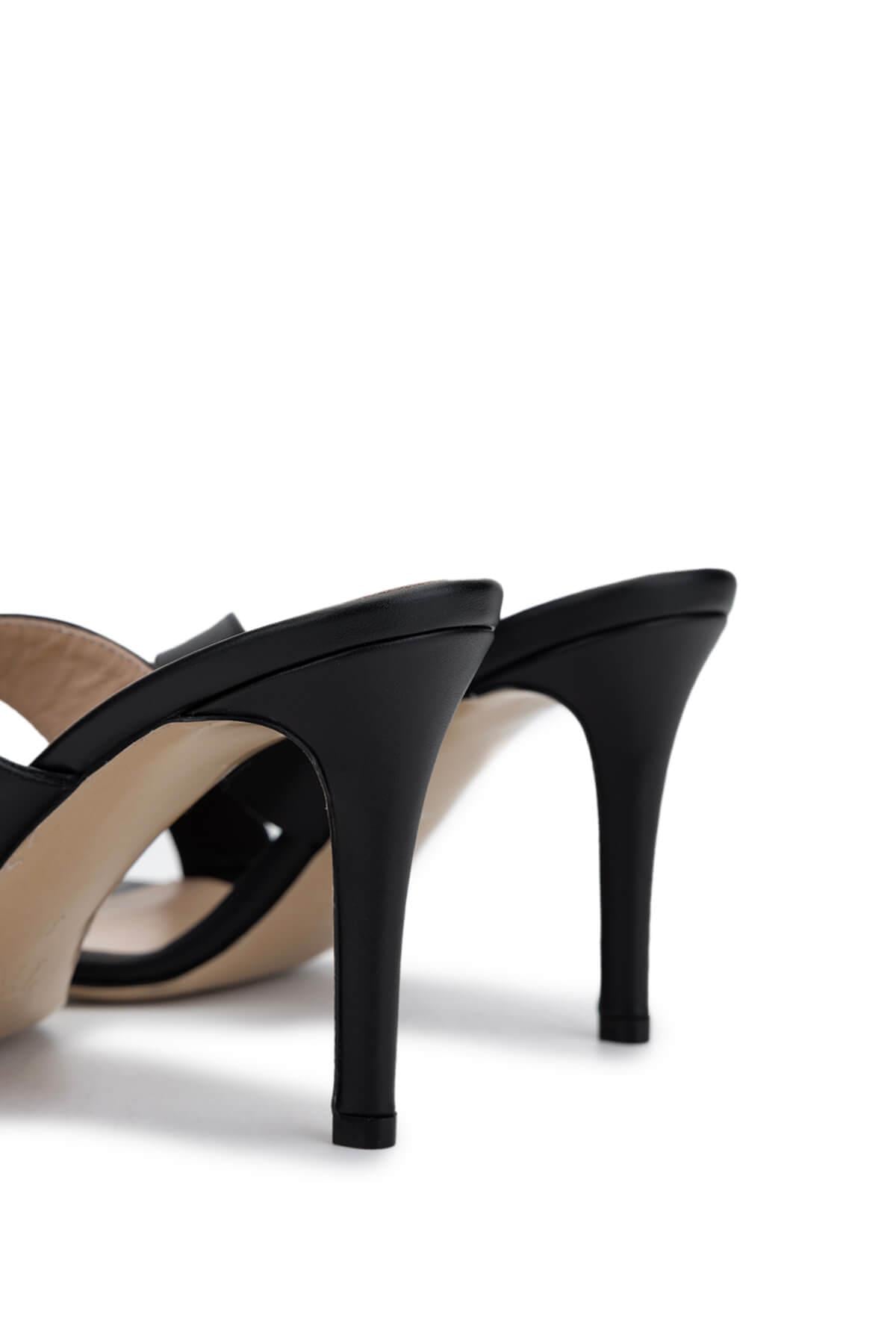 Tamer Tanca Pudra Tamer Tanca Hakiki Kadın Deri Topuklu Terlik