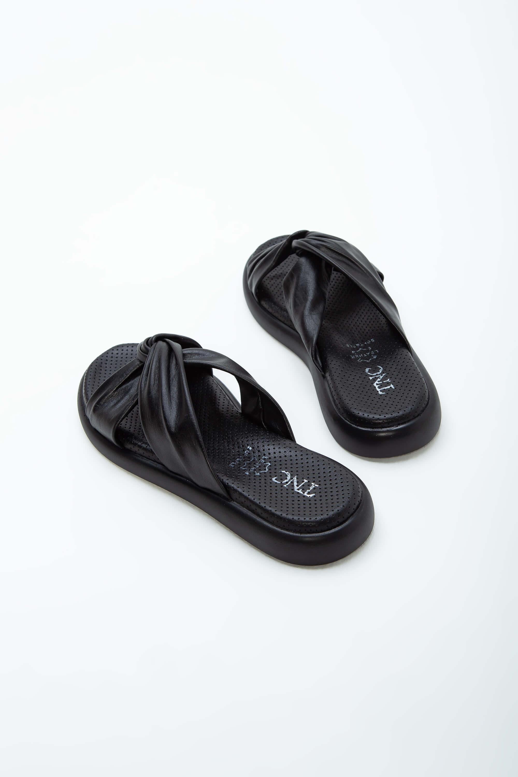 Tamer Tanca Yeşil Tamer Tanca Hakiki Kadın Deri Düz Terlik