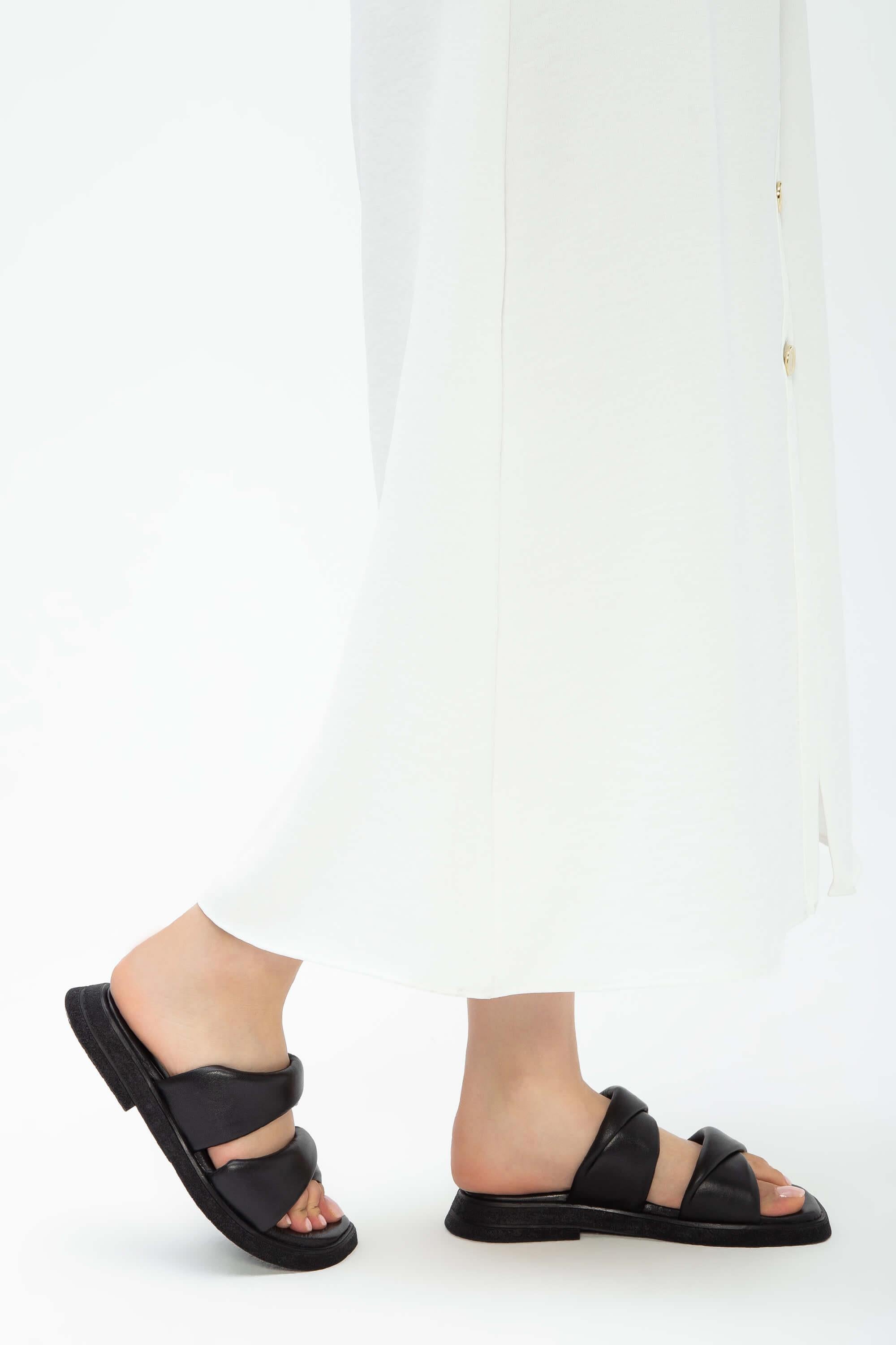 Tamer Tanca Siyah Tamer Tanca Hakiki Kadın Deri Düz Terlik