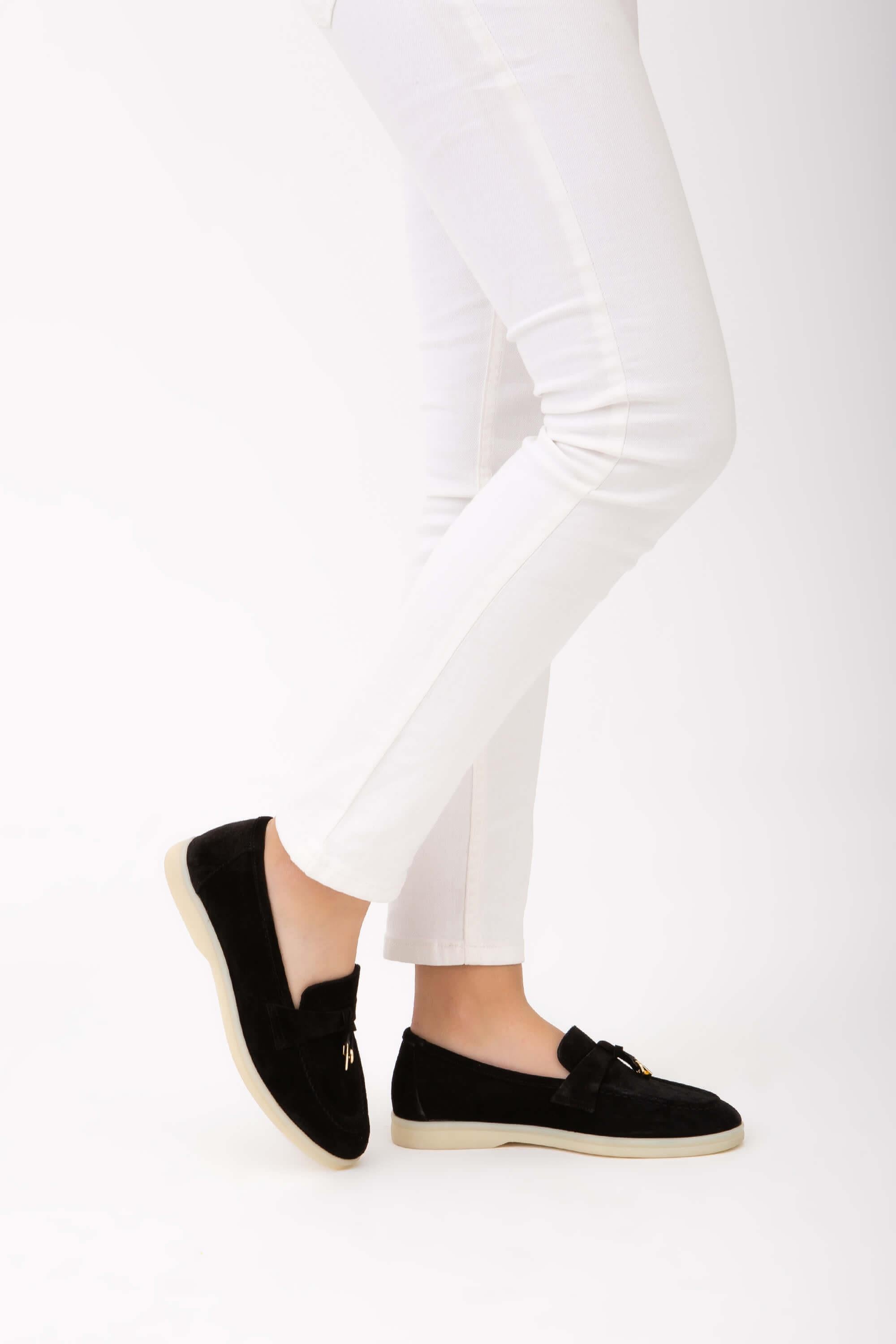 Tamer Tanca Mavi Deri Tamer Tanca Hakiki Kadın Loafer Ayakkabı