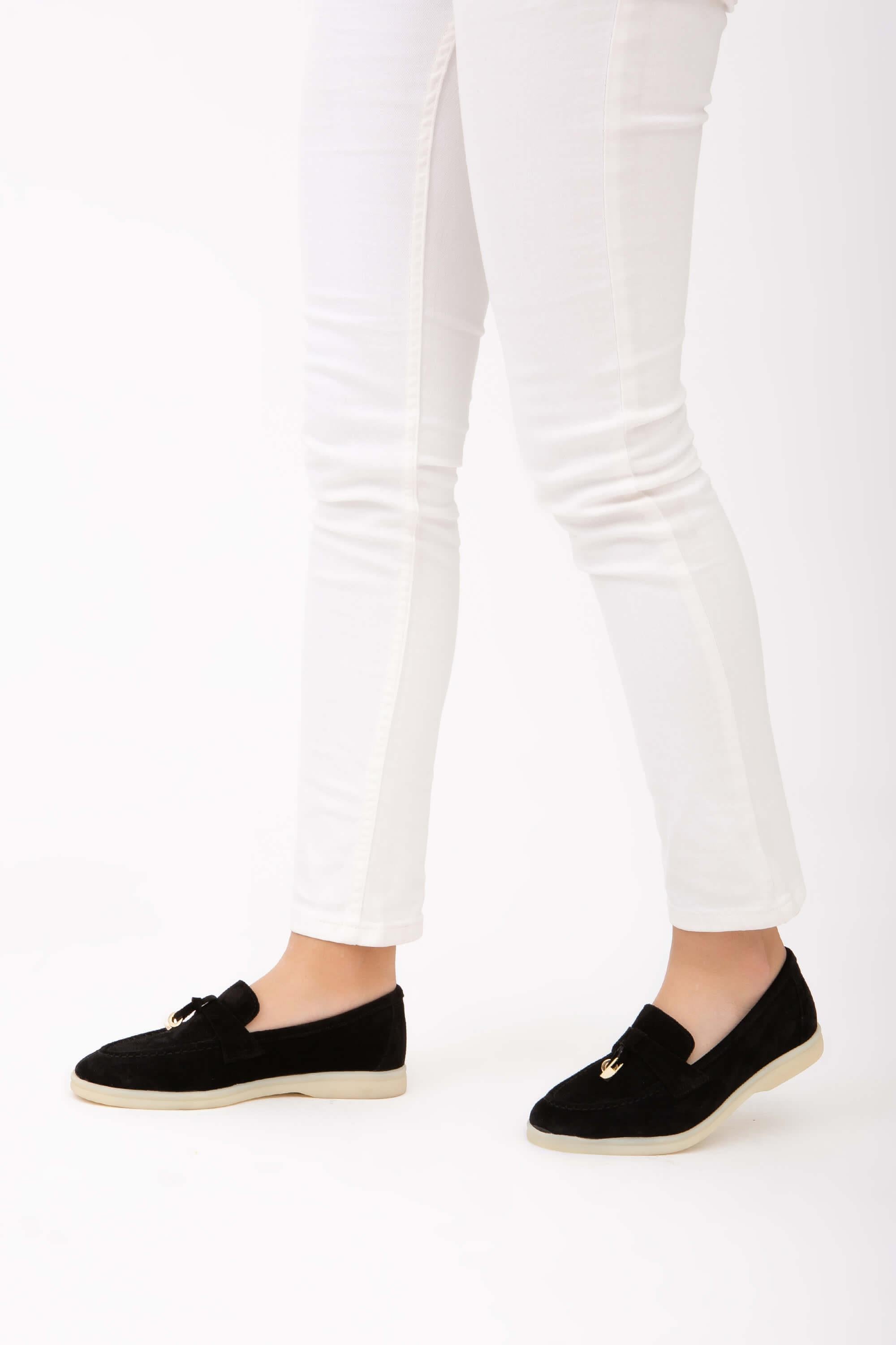 Tamer Tanca Mavi Deri Tamer Tanca Hakiki Kadın Loafer Ayakkabı