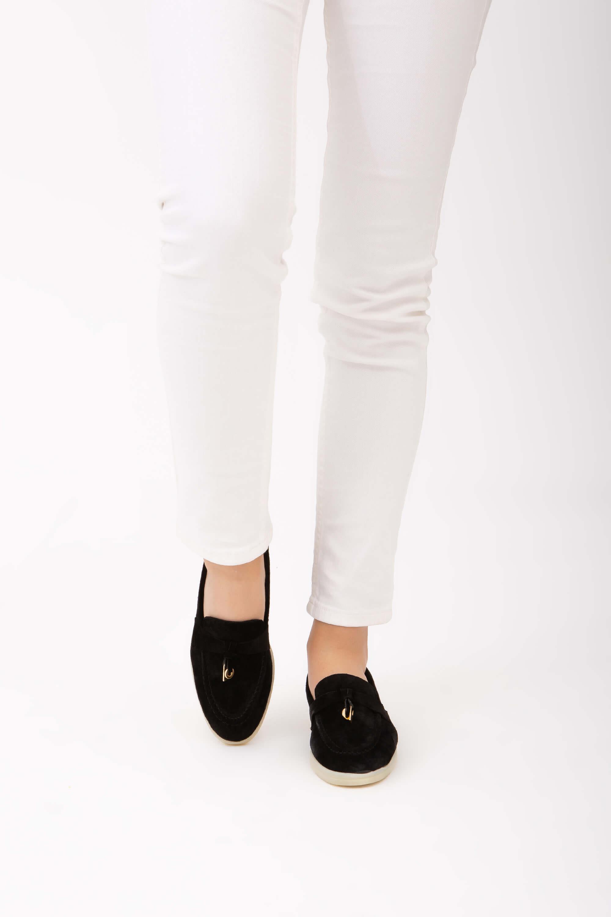 Tamer Tanca Mavi Deri Tamer Tanca Hakiki Kadın Loafer Ayakkabı