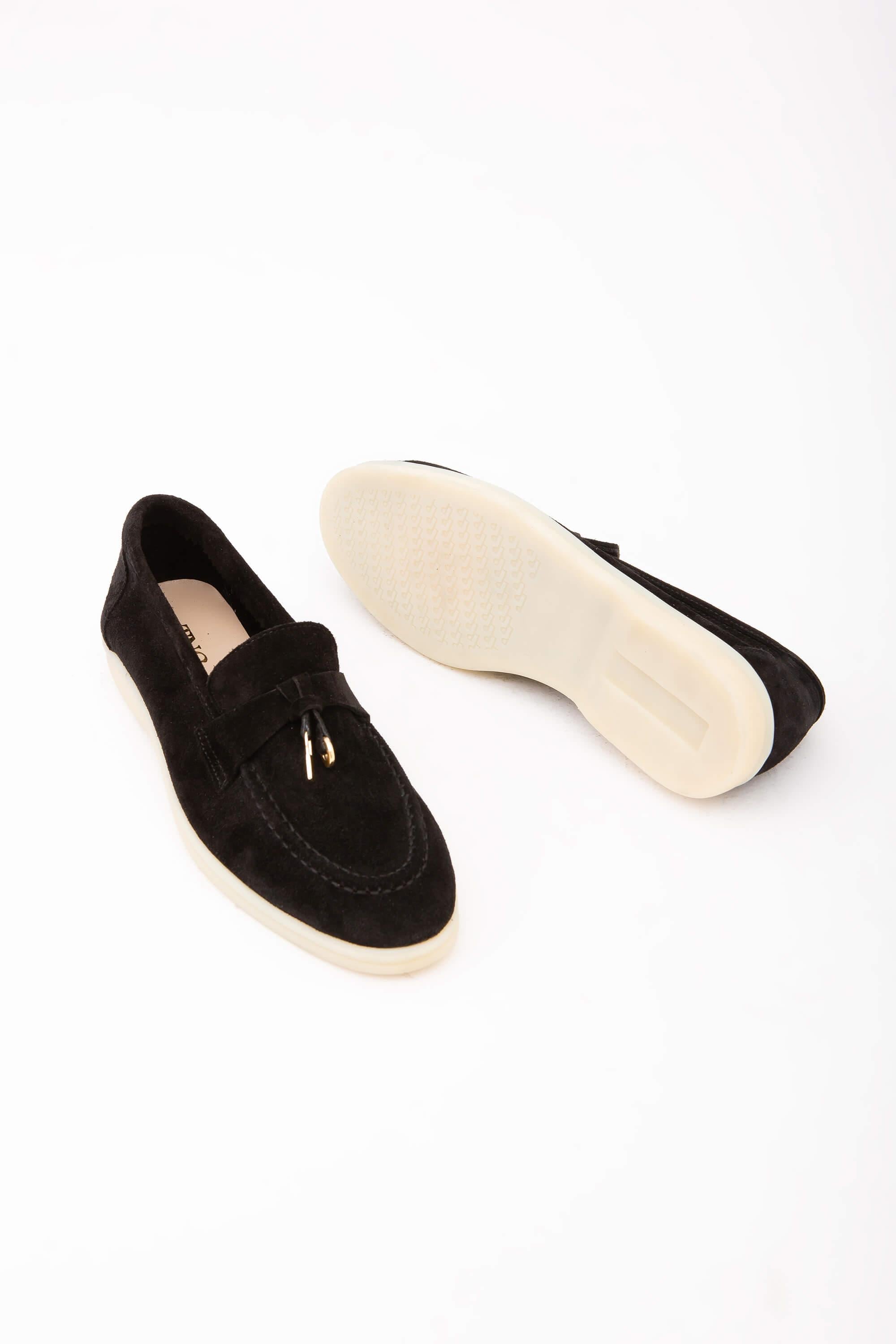 Tamer Tanca Mavi Deri Tamer Tanca Hakiki Kadın Loafer Ayakkabı