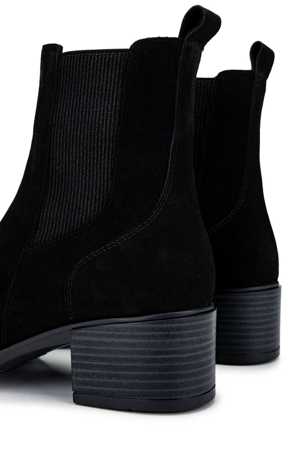 Tamer Tanca Kahverengi Nubuk Tamer Tanca Hakiki Deri Kadın Topuklu Bot