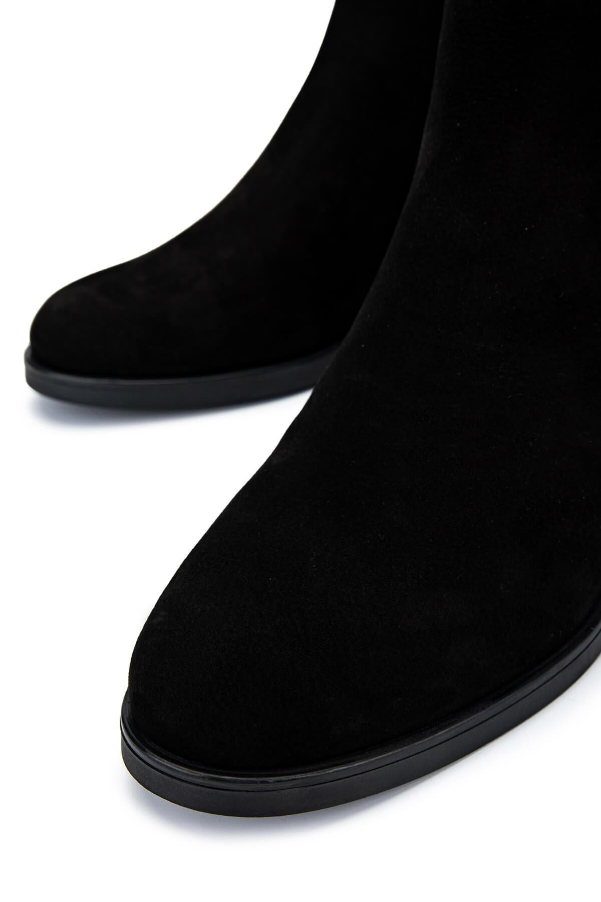 Tamer Tanca Kahverengi Nubuk Tamer Tanca Hakiki Deri Kadın Topuklu Bot