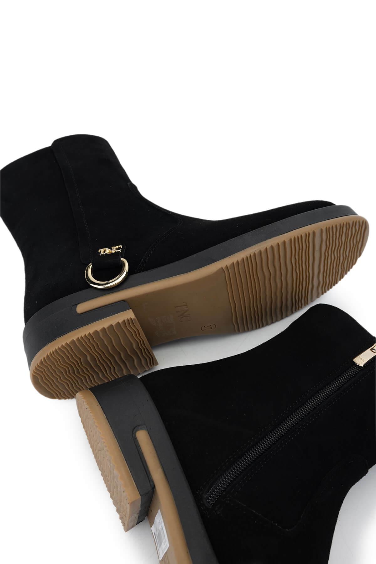 Tamer Tanca Siyah Süet Tamer Tanca Hakiki Deri Kadın Casual Bot