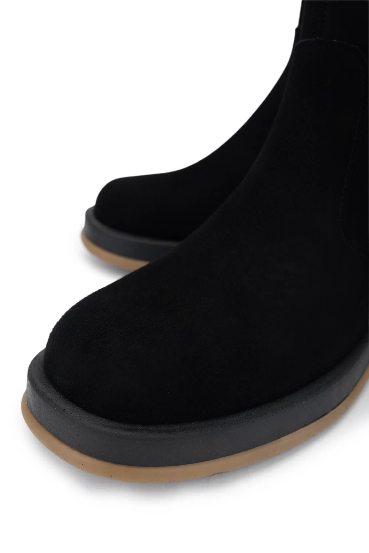Tamer Tanca Siyah Süet Tamer Tanca Hakiki Deri Kadın Casual Bot