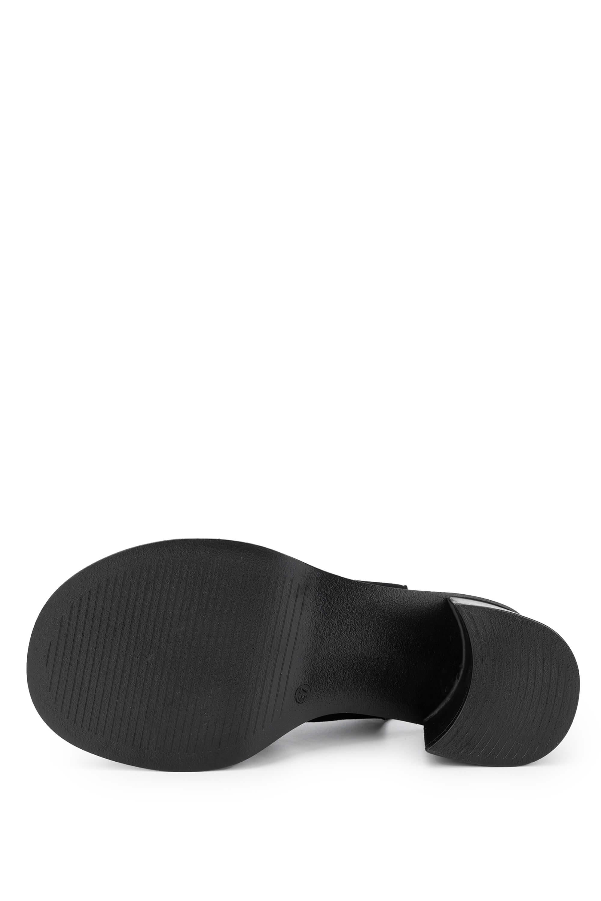 Tamer Tanca Lacivert Süet Tamer Tanca Hakiki Deri Kadın Topuklu Sandalet