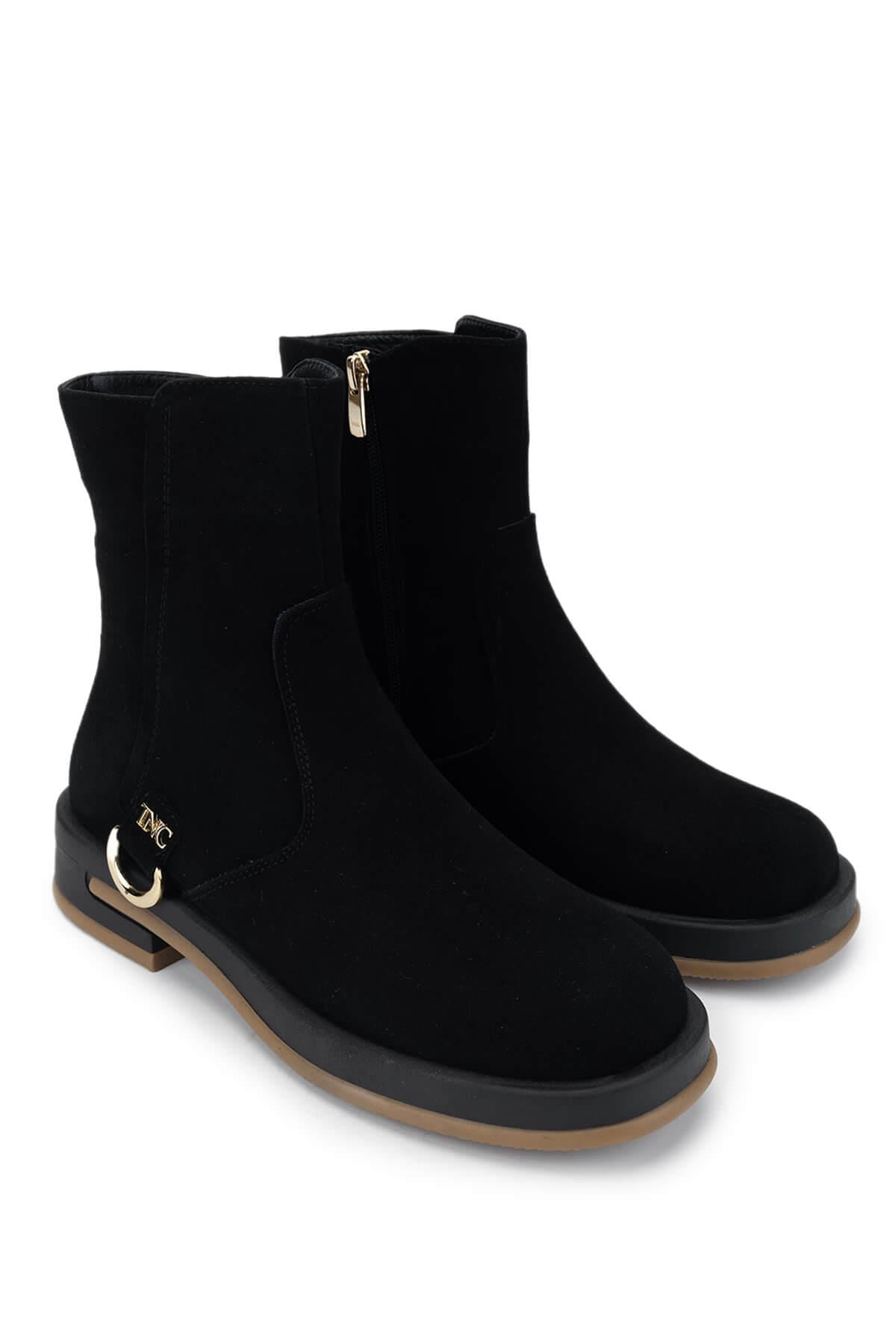 Tamer Tanca Siyah Süet Tamer Tanca Hakiki Deri Kadın Casual Bot