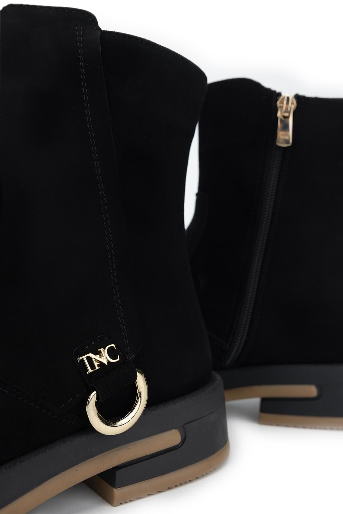 Tamer Tanca Siyah Süet Tamer Tanca Hakiki Deri Kadın Casual Bot