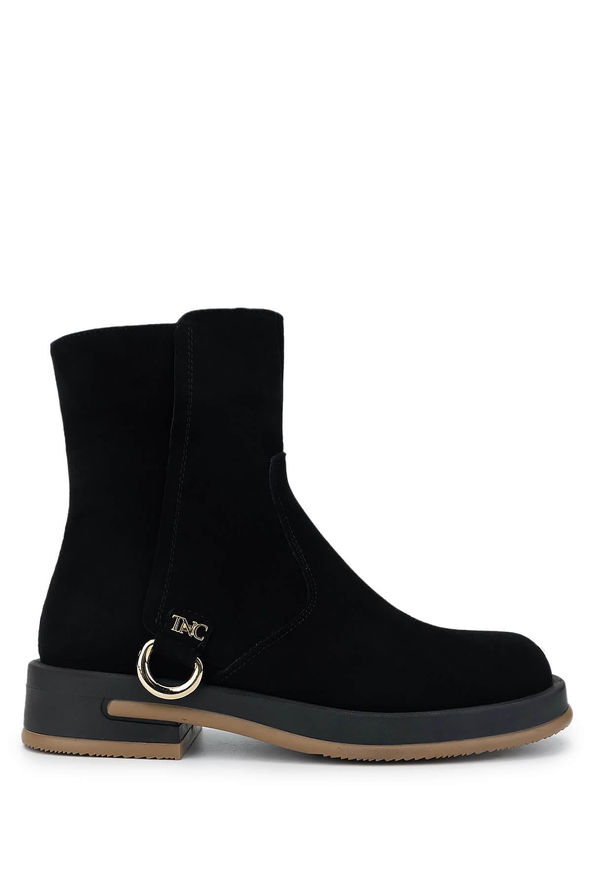 Tamer Tanca Siyah Süet Tamer Tanca Hakiki Deri Kadın Casual Bot