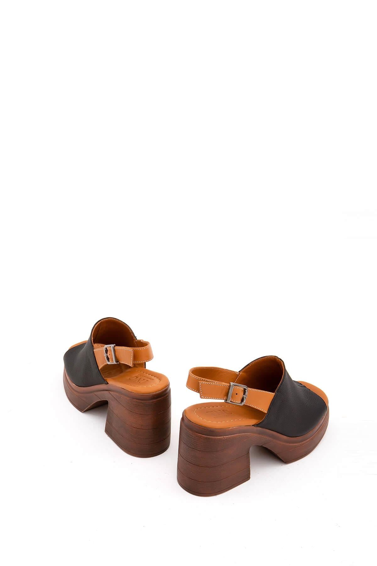 Tamer Tanca Vizon Tamer Tanca Hakiki Kadın Deri Topuklu Sandalet