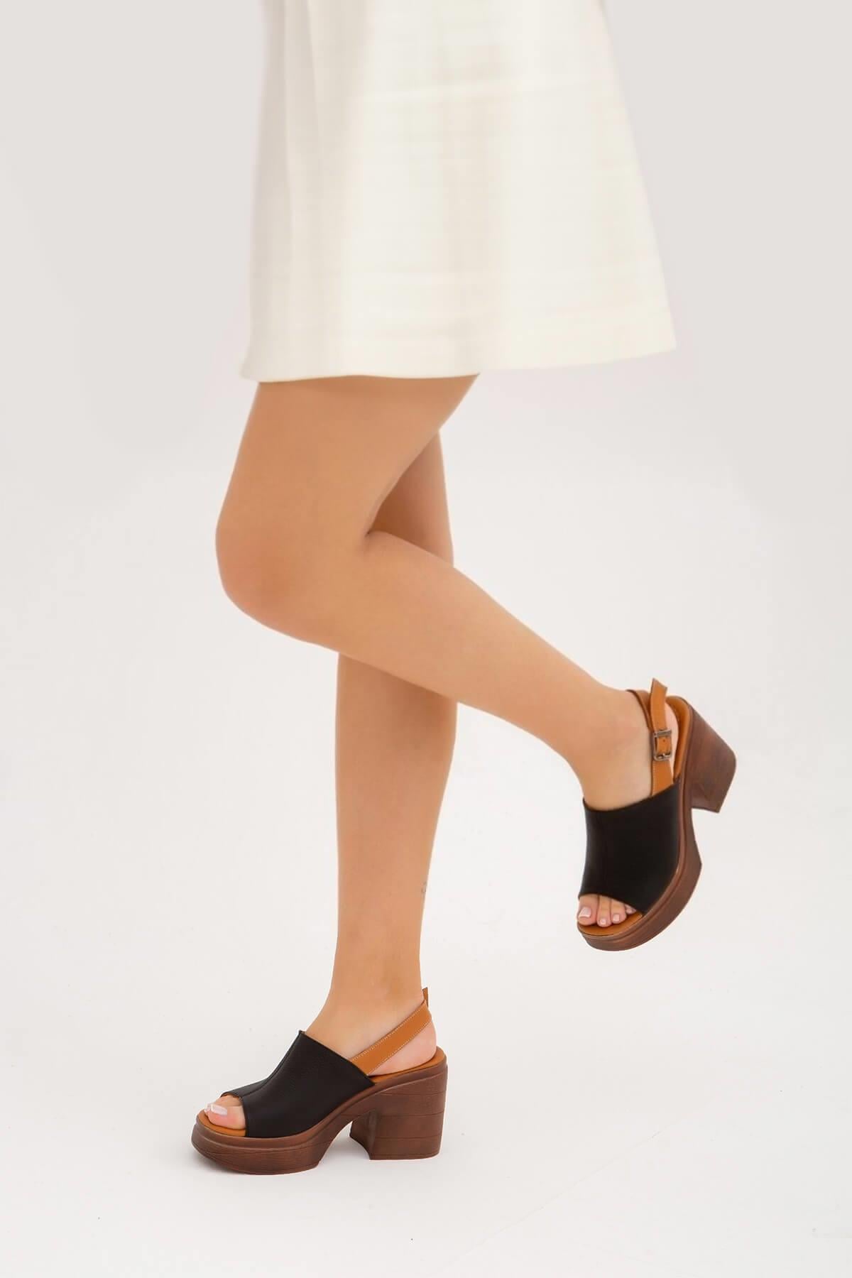 Tamer Tanca Vizon Tamer Tanca Hakiki Kadın Deri Topuklu Sandalet