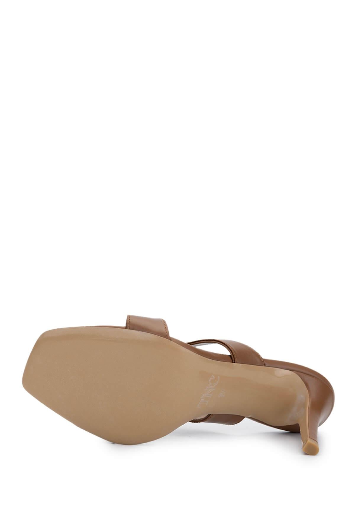 Tamer Tanca Pudra Tamer Tanca Hakiki Kadın Deri Topuklu Terlik