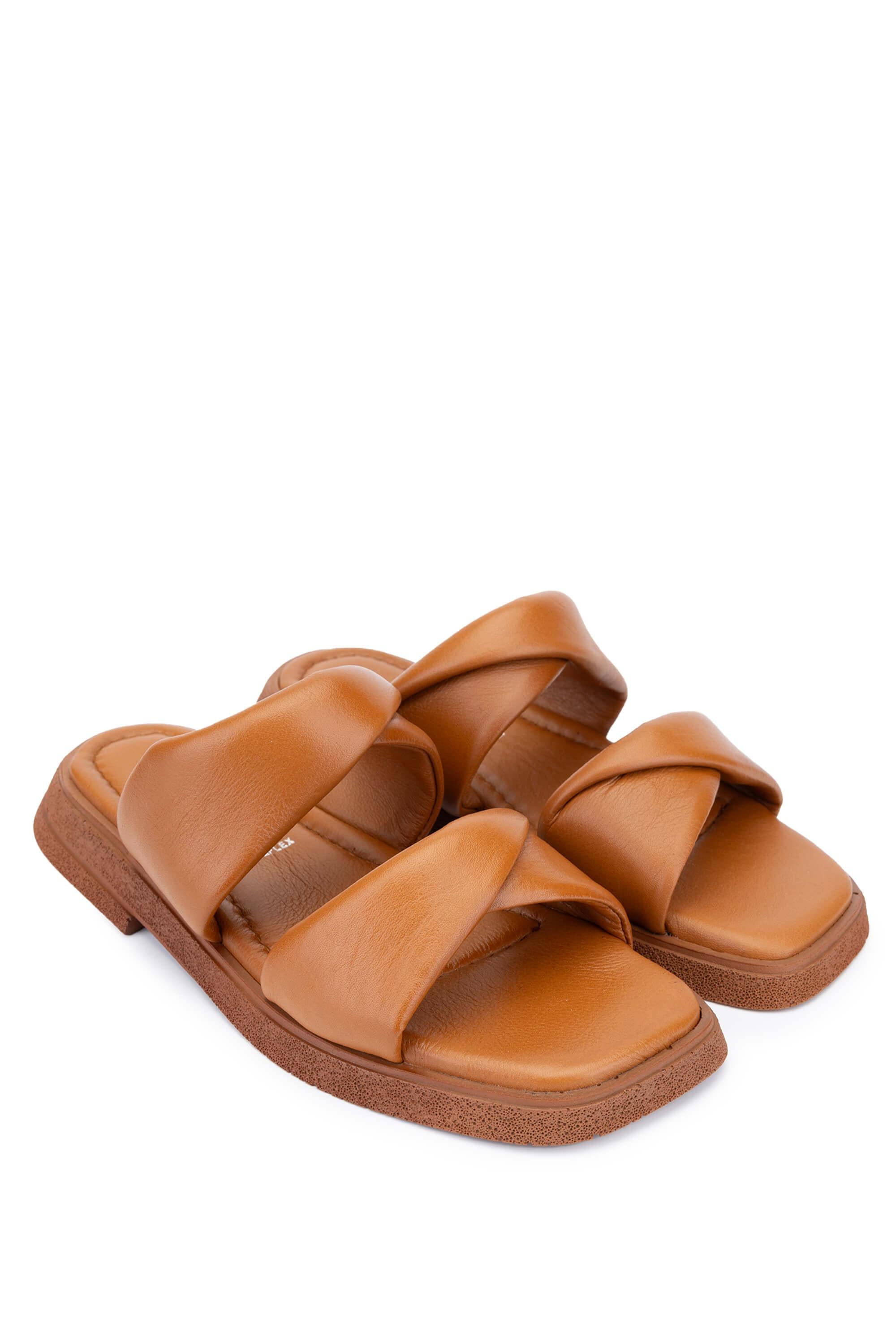 Tamer Tanca Siyah Tamer Tanca Hakiki Kadın Deri Düz Terlik