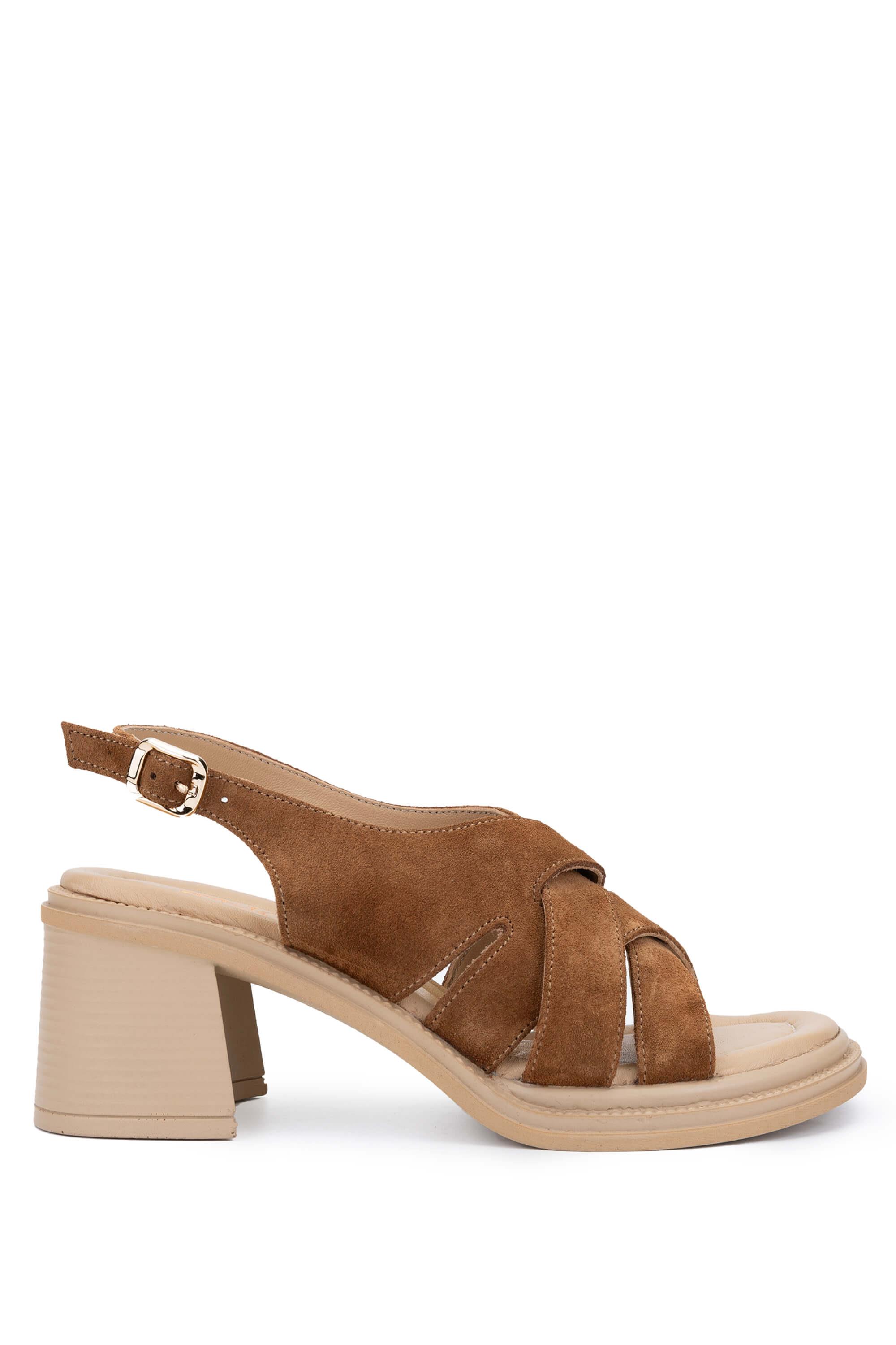 Tamer Tanca Lacivert Süet Tamer Tanca Hakiki Deri Kadın Topuklu Sandalet