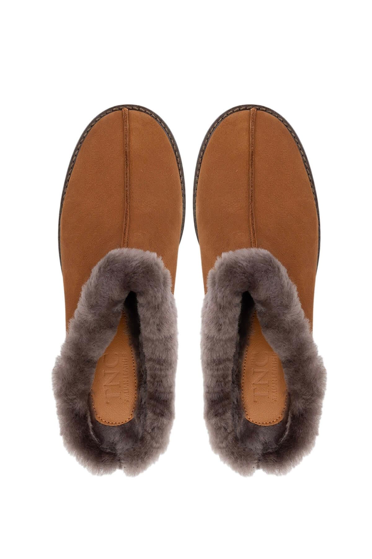 Tamer Tanca Siyah Nubuk Tamer Tanca Hakiki Deri Kadın Topuklu Terlik