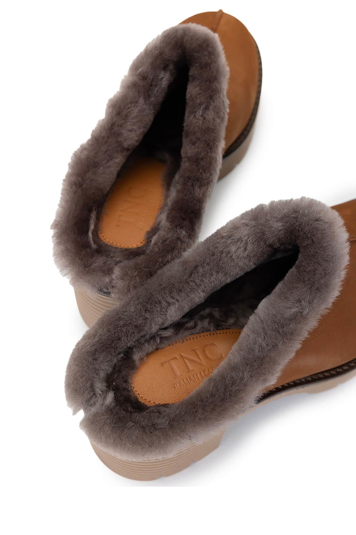 Tamer Tanca Siyah Nubuk Tamer Tanca Hakiki Deri Kadın Topuklu Terlik