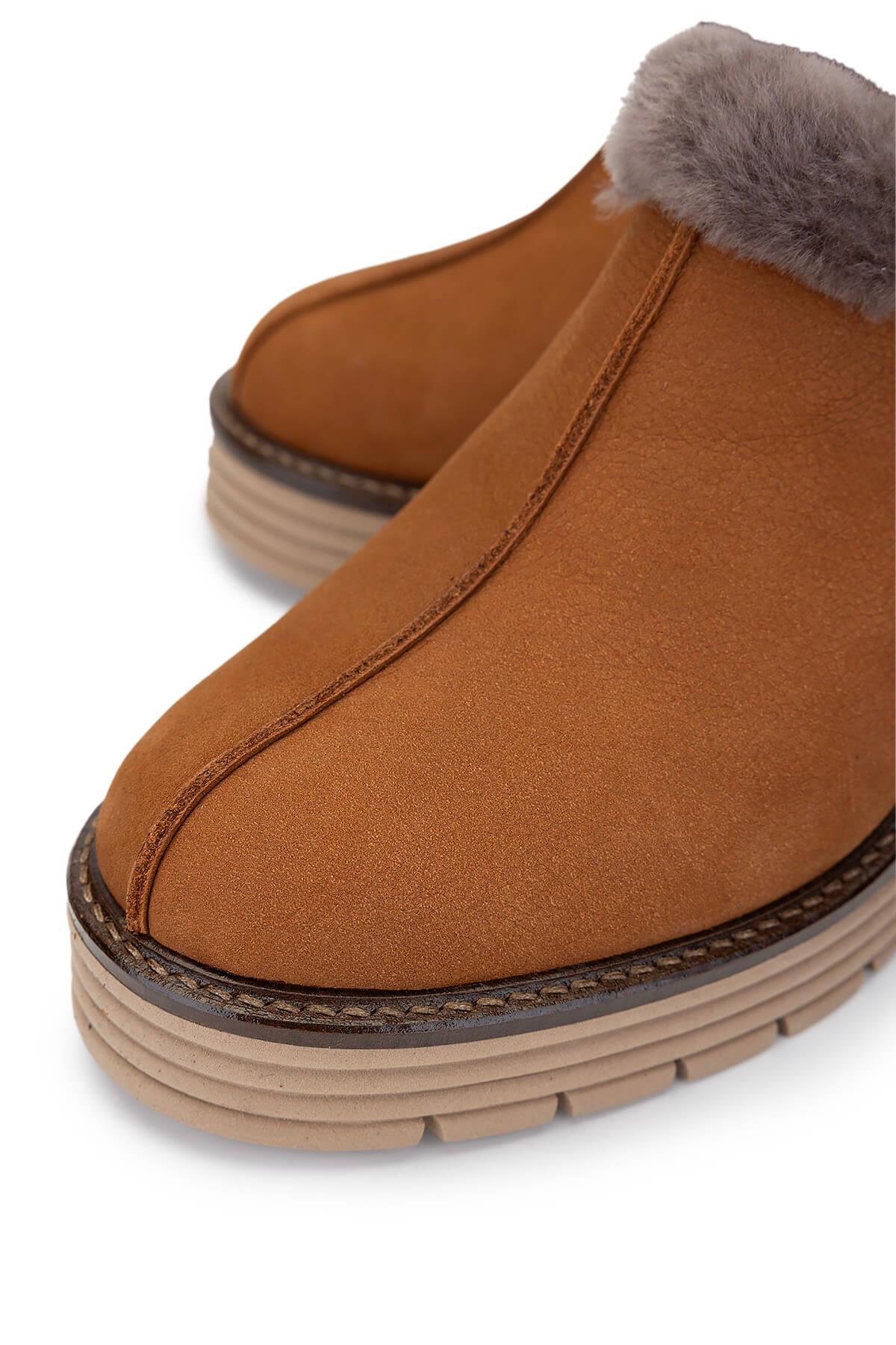 Tamer Tanca Siyah Nubuk Tamer Tanca Hakiki Deri Kadın Topuklu Terlik